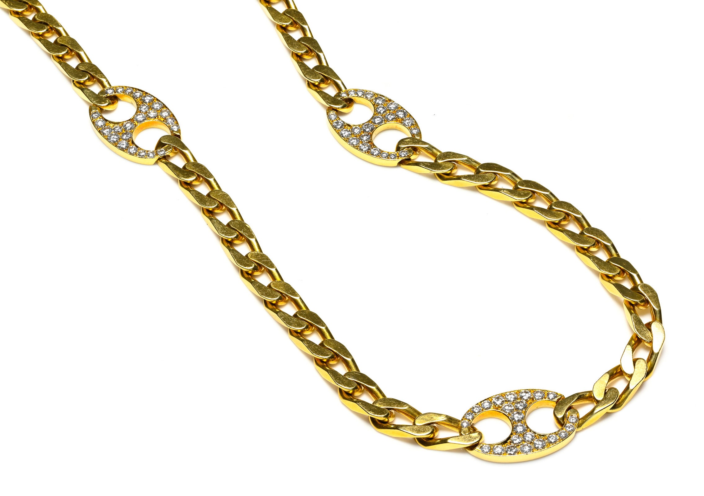 Bulgari Bvlgari 18K Gold Link Diamond Necklace vtg