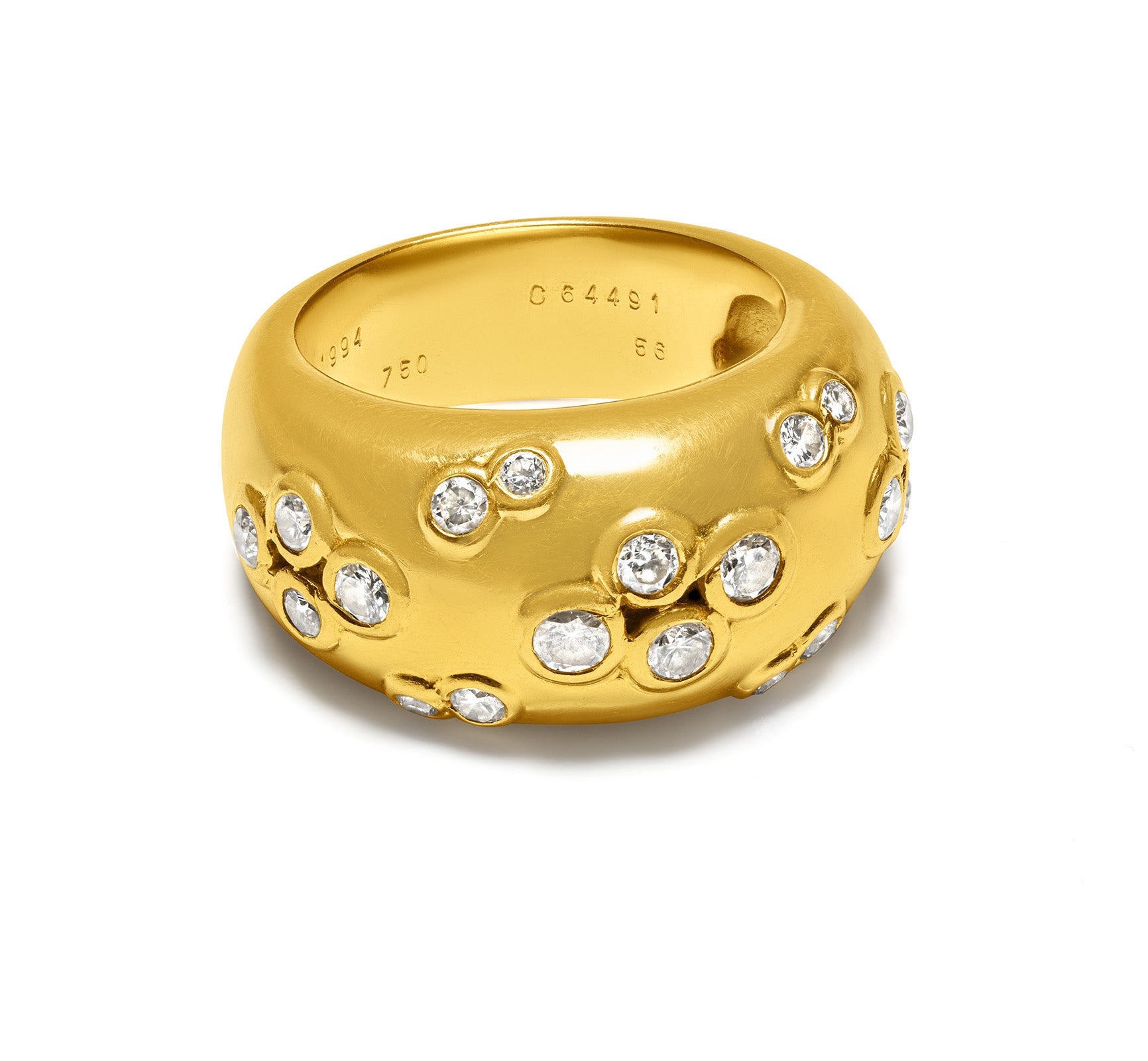 Vintage Cartier Diamond 18K Yellow Gold Dome Ring