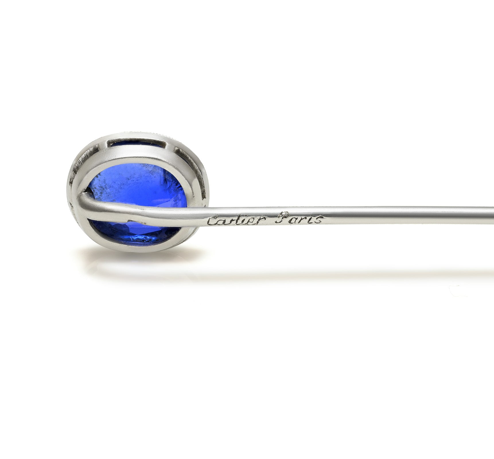 Cartier Paris Platinum Unheated Burma Sapphire Hallmark Stick Pin Art Deco