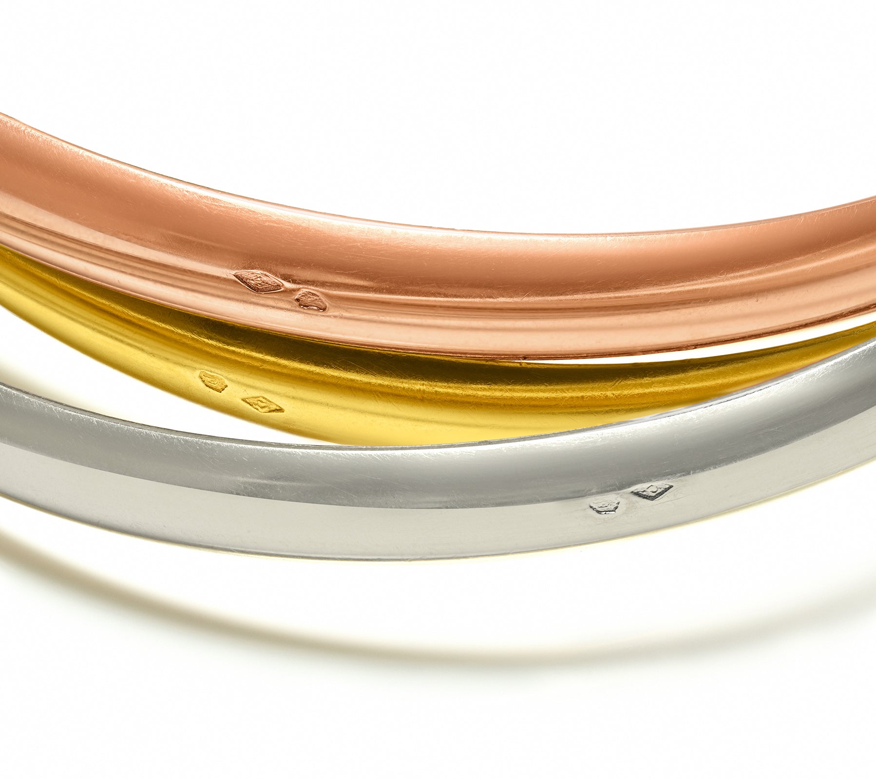 Cartier Trinity 18k Tri-Color Gold Bangle Bracelet Hallmarks