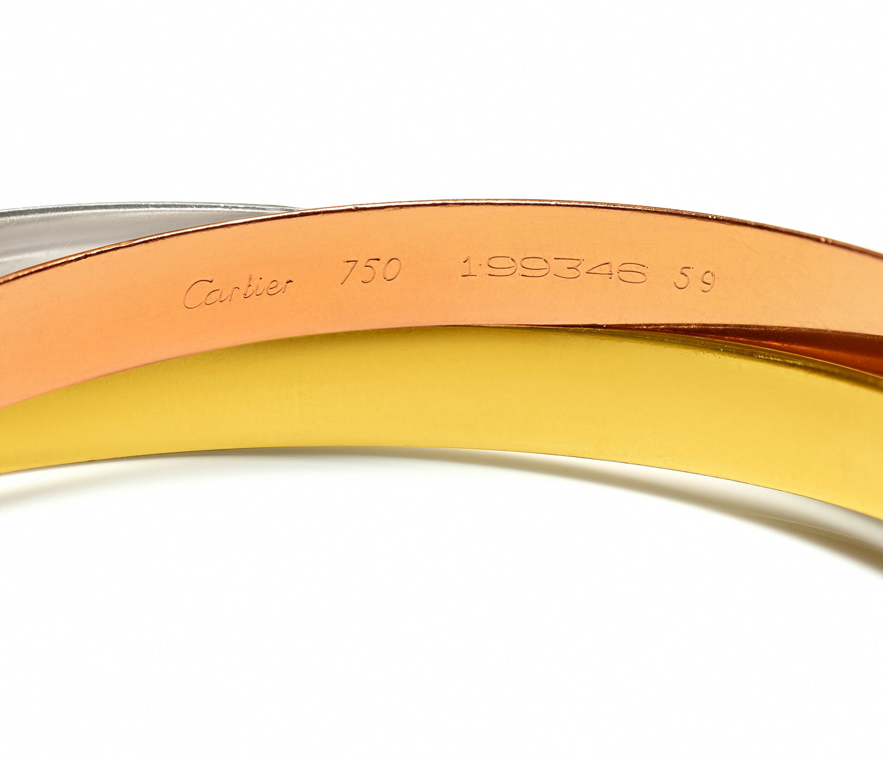 Vintage Cartier Trinity 18k Tri-Color Gold Bangle Bracelet