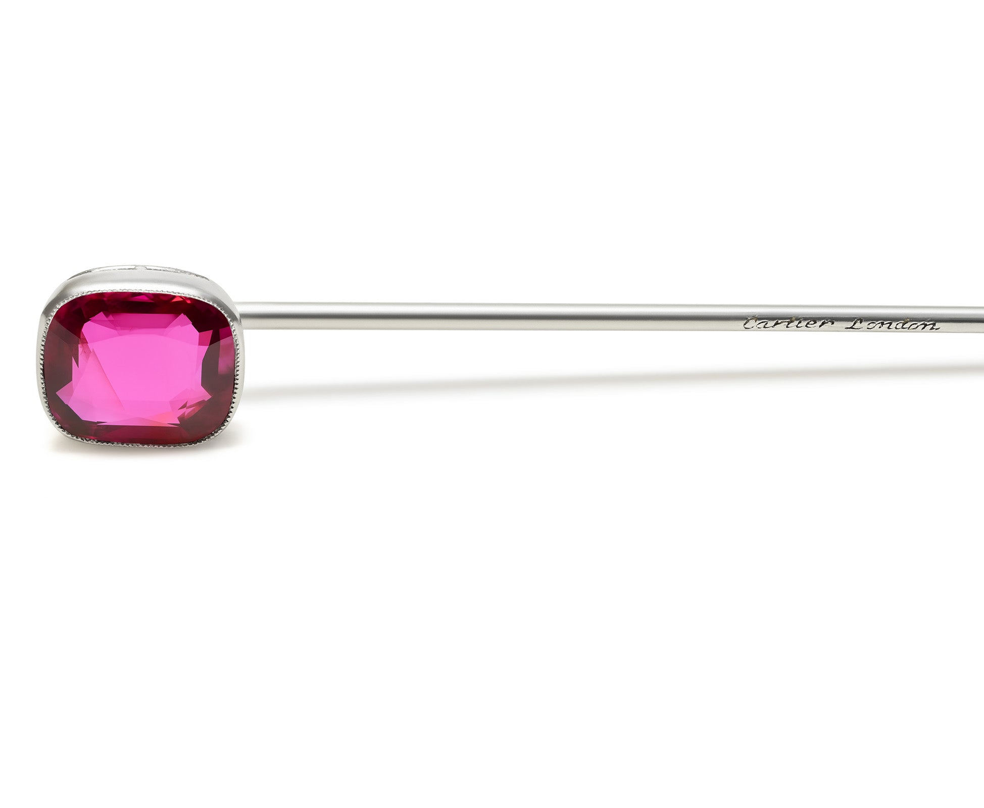 Cartier Unheated Natural Ruby Platinum Stick Pin Hallmark