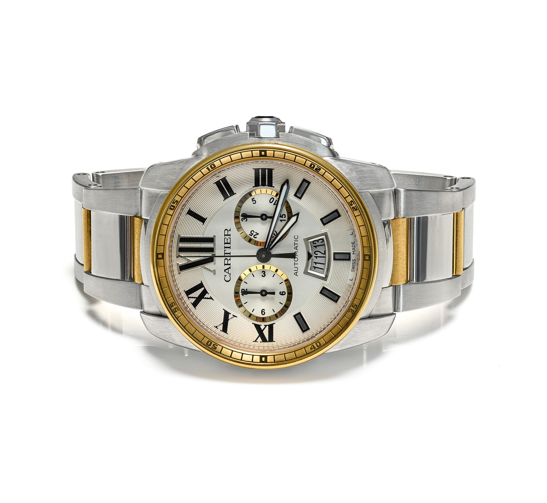 Cartier Calibre de Cartier Chronograph 18K Gold Steel Men's Automatic Watch