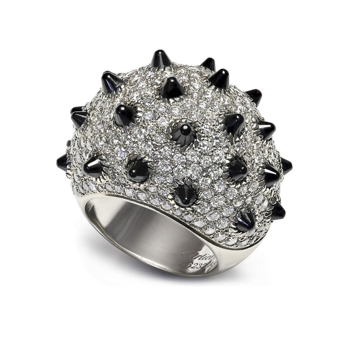 Cartier Clash Diamond Onyx 18K Gold Spiked Dome Ring