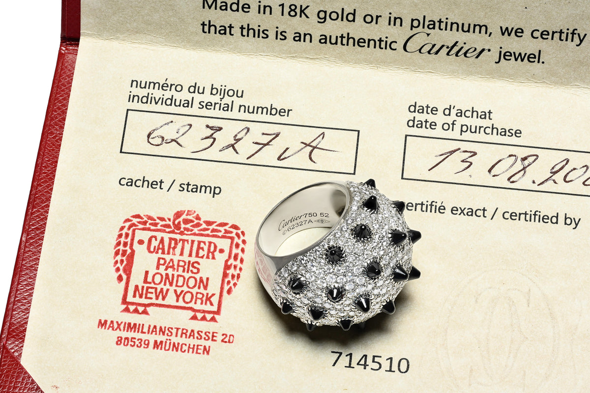 Cartier Certificate of Clash Diamond and Onyx Spiked Dome Ring in 18K Gold
