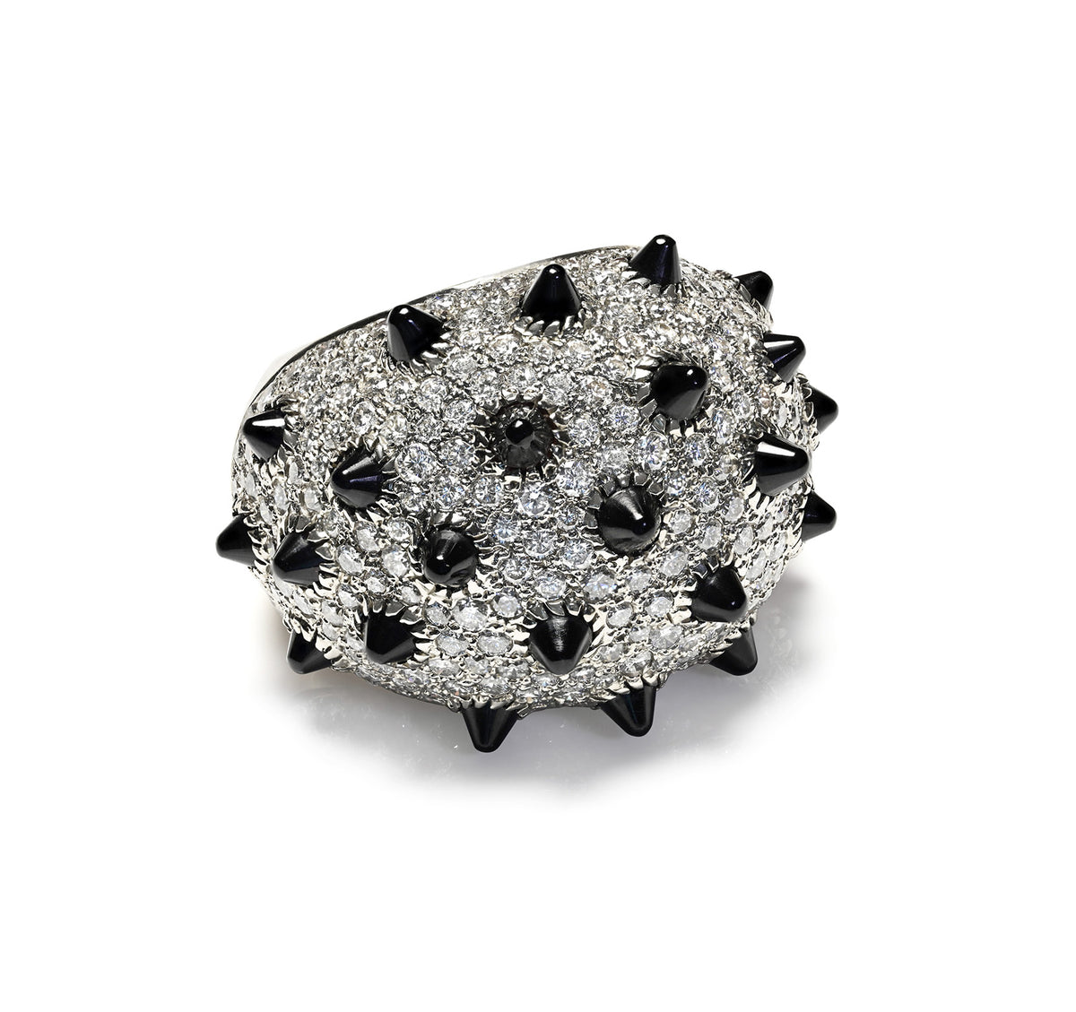 Cartier Panthere Diamond Black Onyx Spiked Dome Ring in 18K Gold