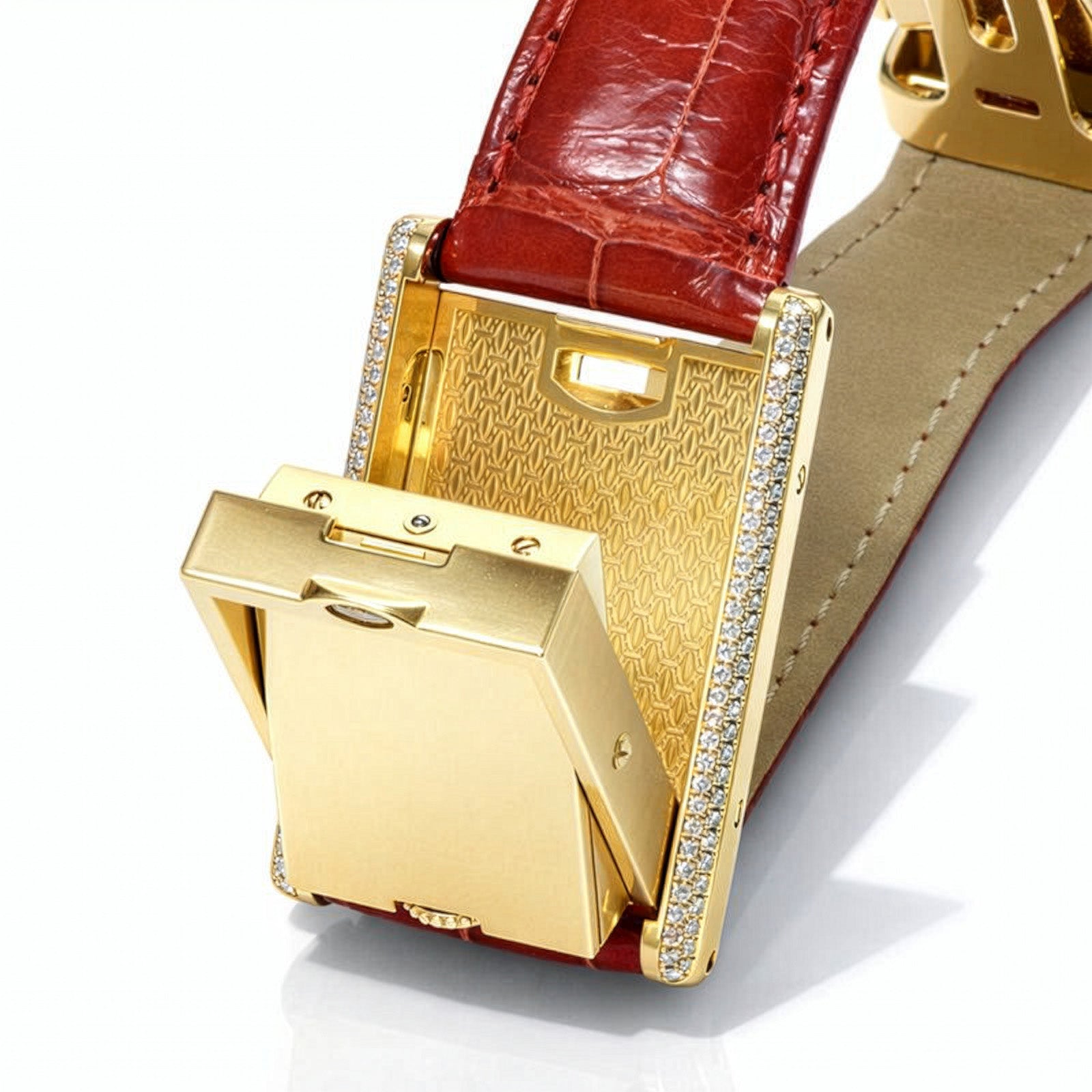 Cartier Tank Basculante 18K Gold Diamond Watch 2506