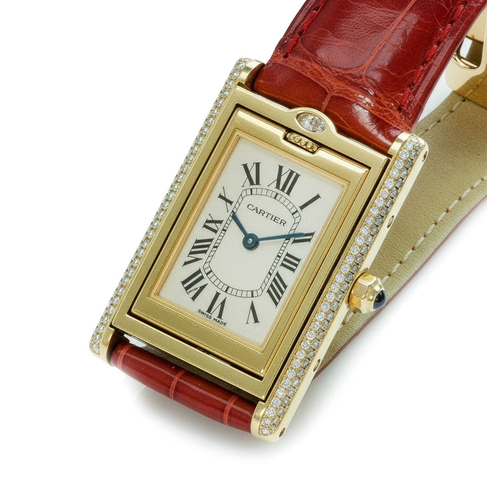 Cartier Tank Basculante Diamond Watch in 18K Gold