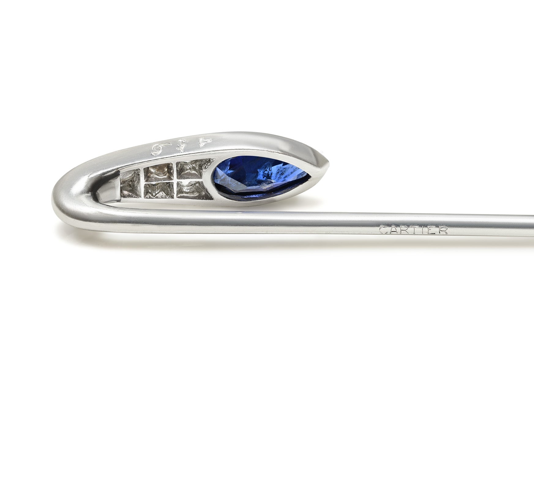 Cartier by Henri Picq Art Deco Sapphire and Diamond Platinum Stick Pin