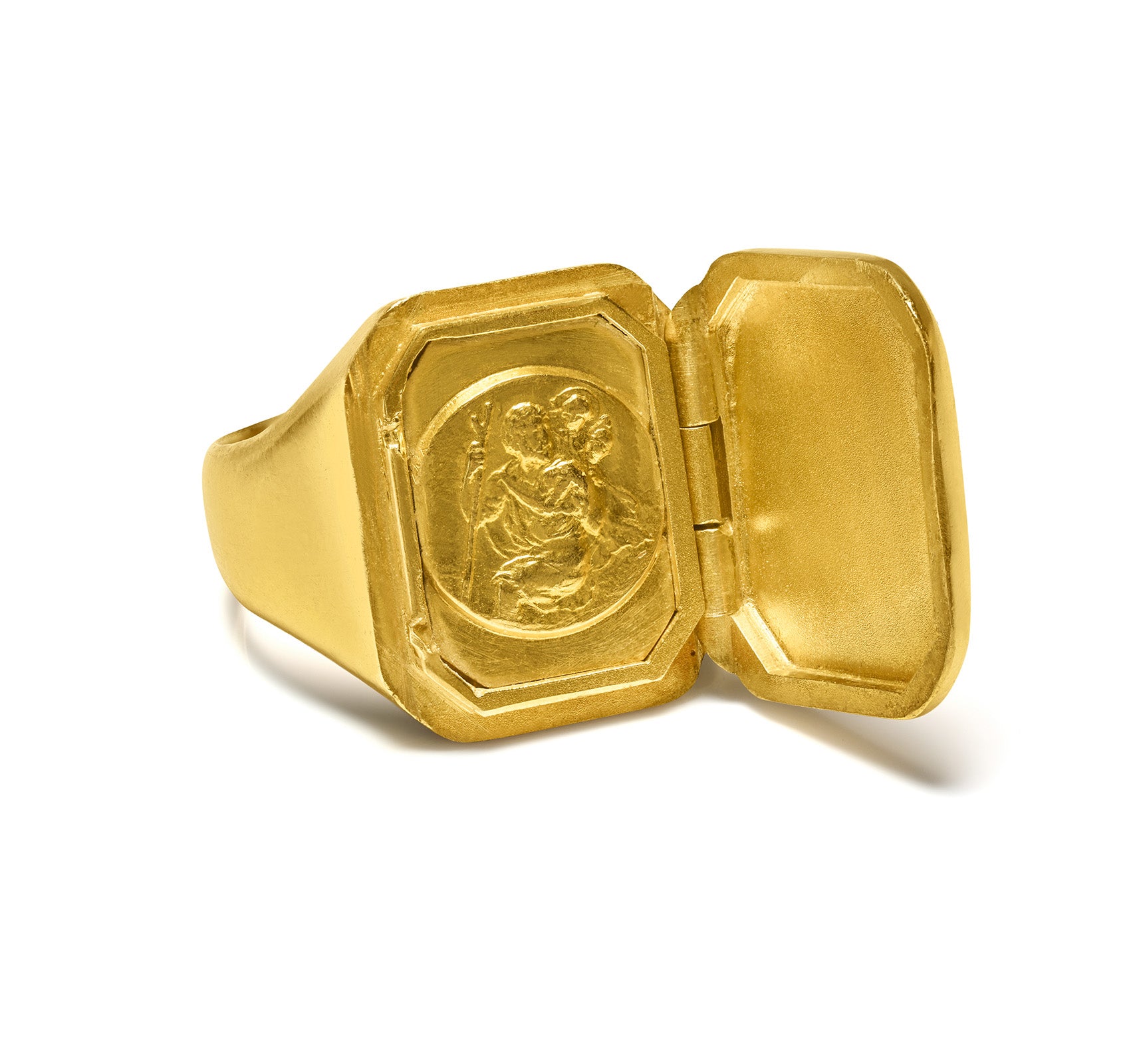 Victorian Charles Green Sons 18K Gold Hinged Signet Locket Ring