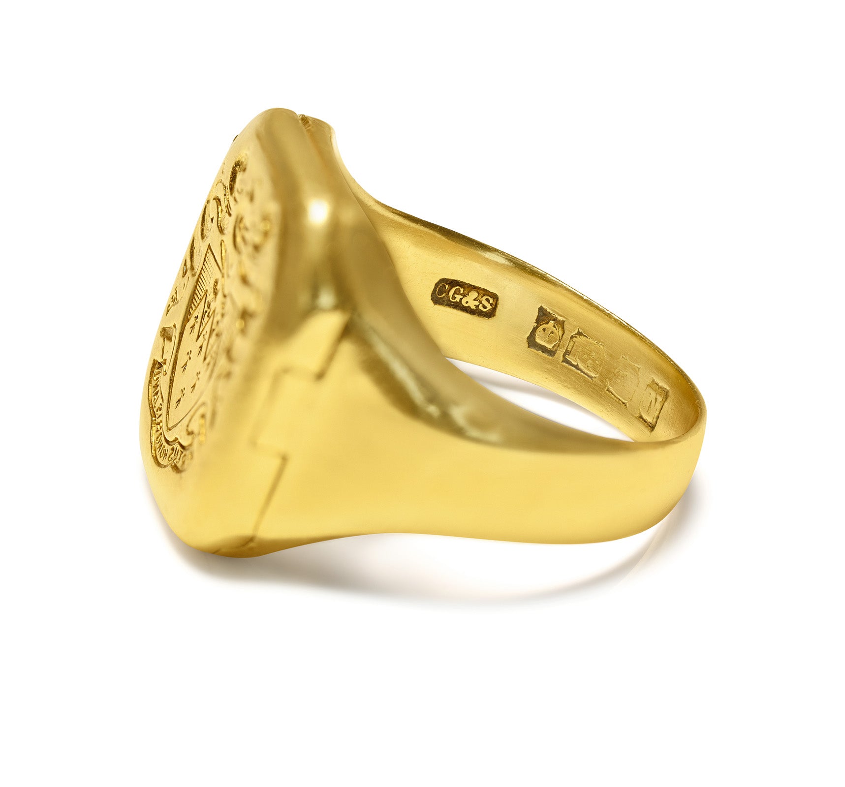 Antique Charles Green & Sons 18K Gold Hinged Signet Locket Ring