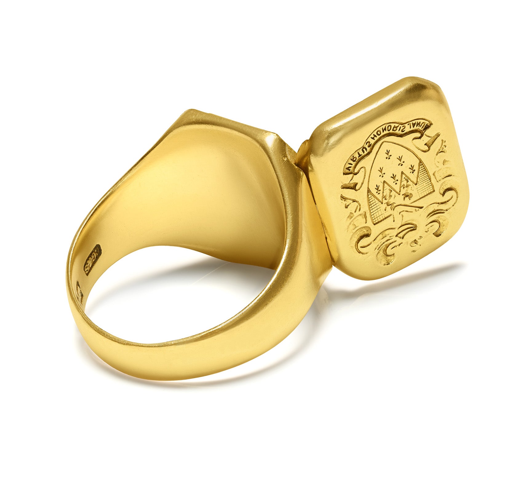 Victorian Charles Green & Sons 18K Gold Hinged Signet Locket Ring