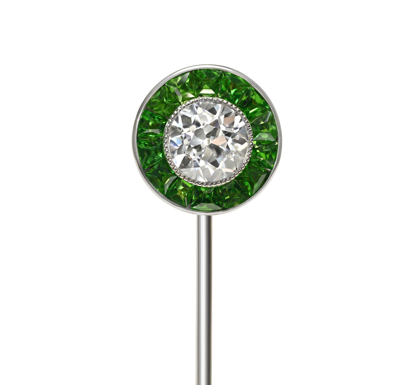 Charlton Co Diamond Demantoid Garnet Stick Pin