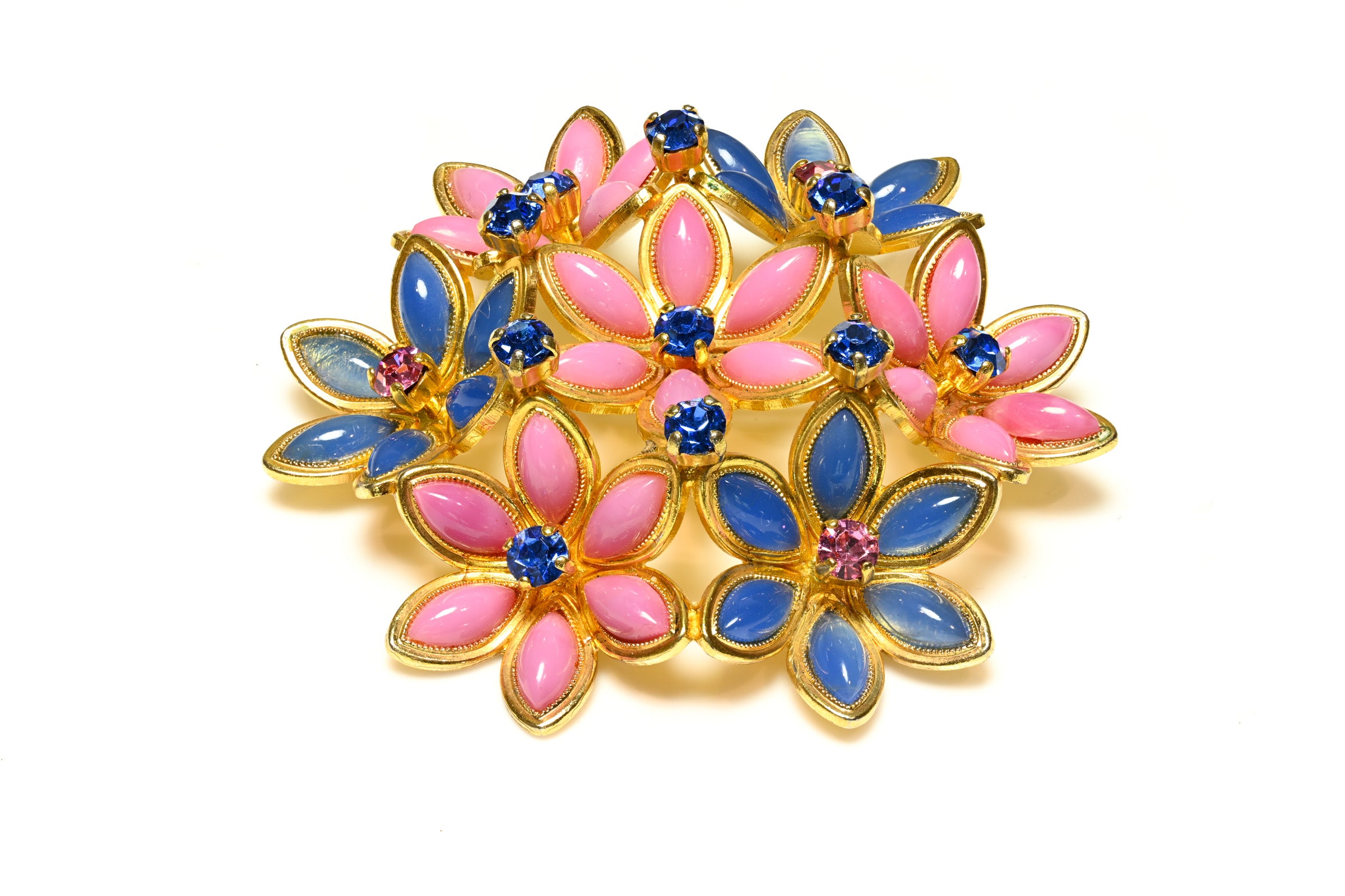 Christian Dior 1967 Henkell & Grosse Pink Blue Flower Brooch 1