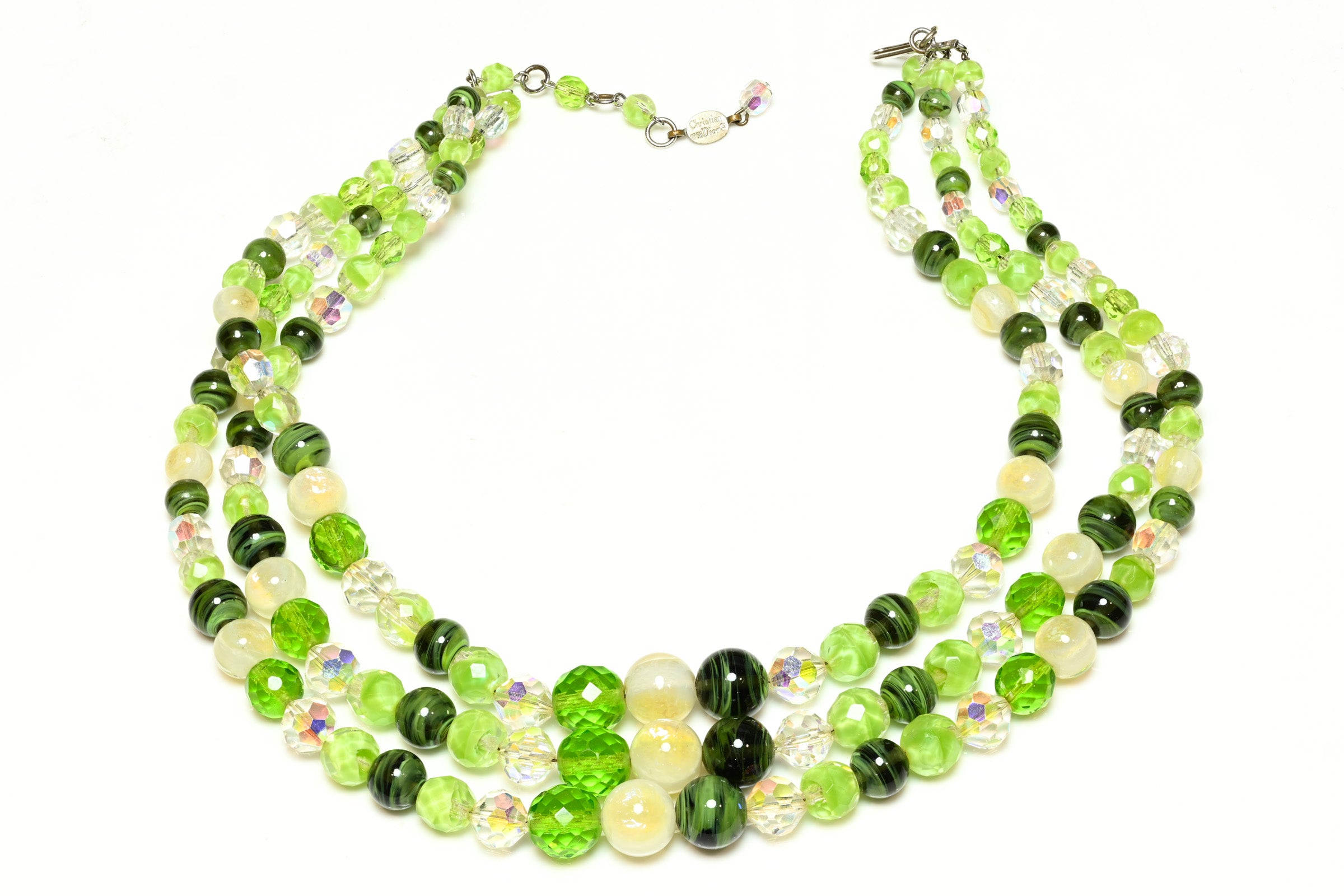 Christian Dior Paris 1958 Yves Saint Laurent Green Glass Necklace