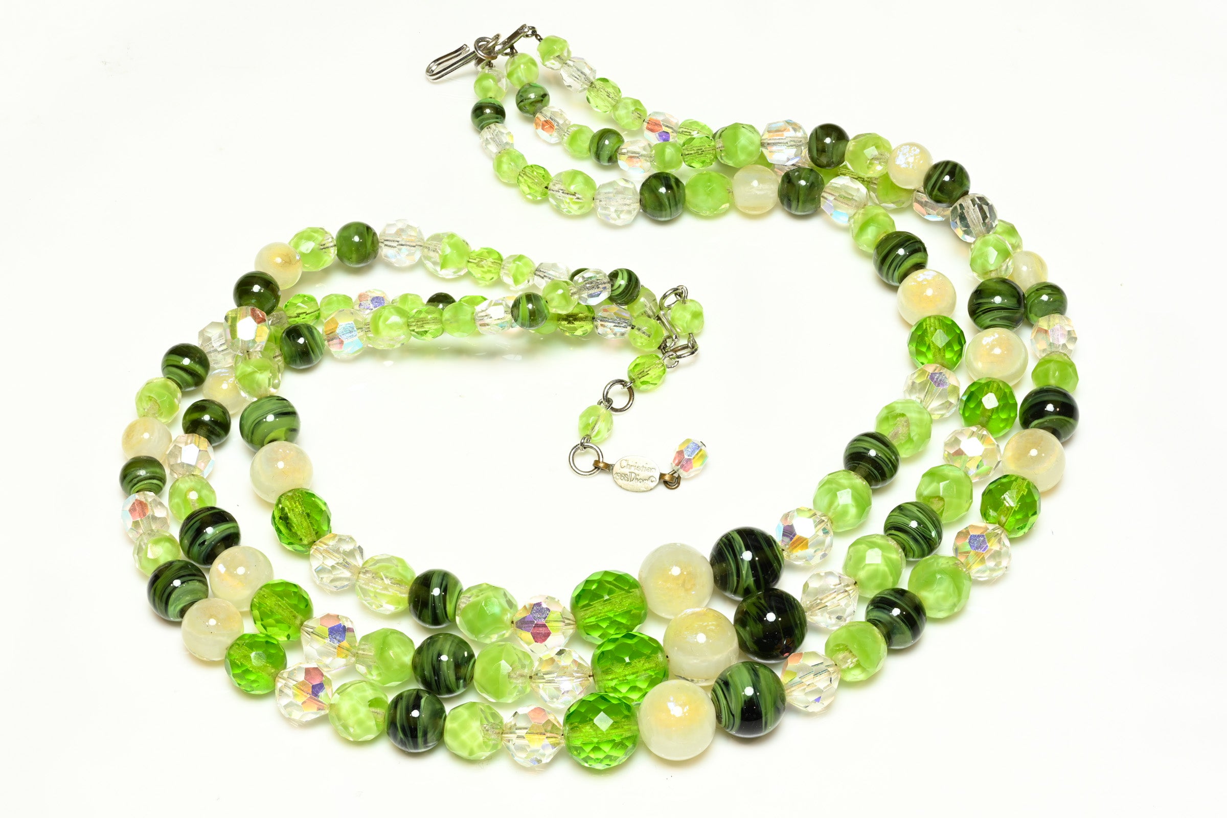 Christian Dior Paris 1958 Yves Saint Laurent Green Glass Necklace 1
