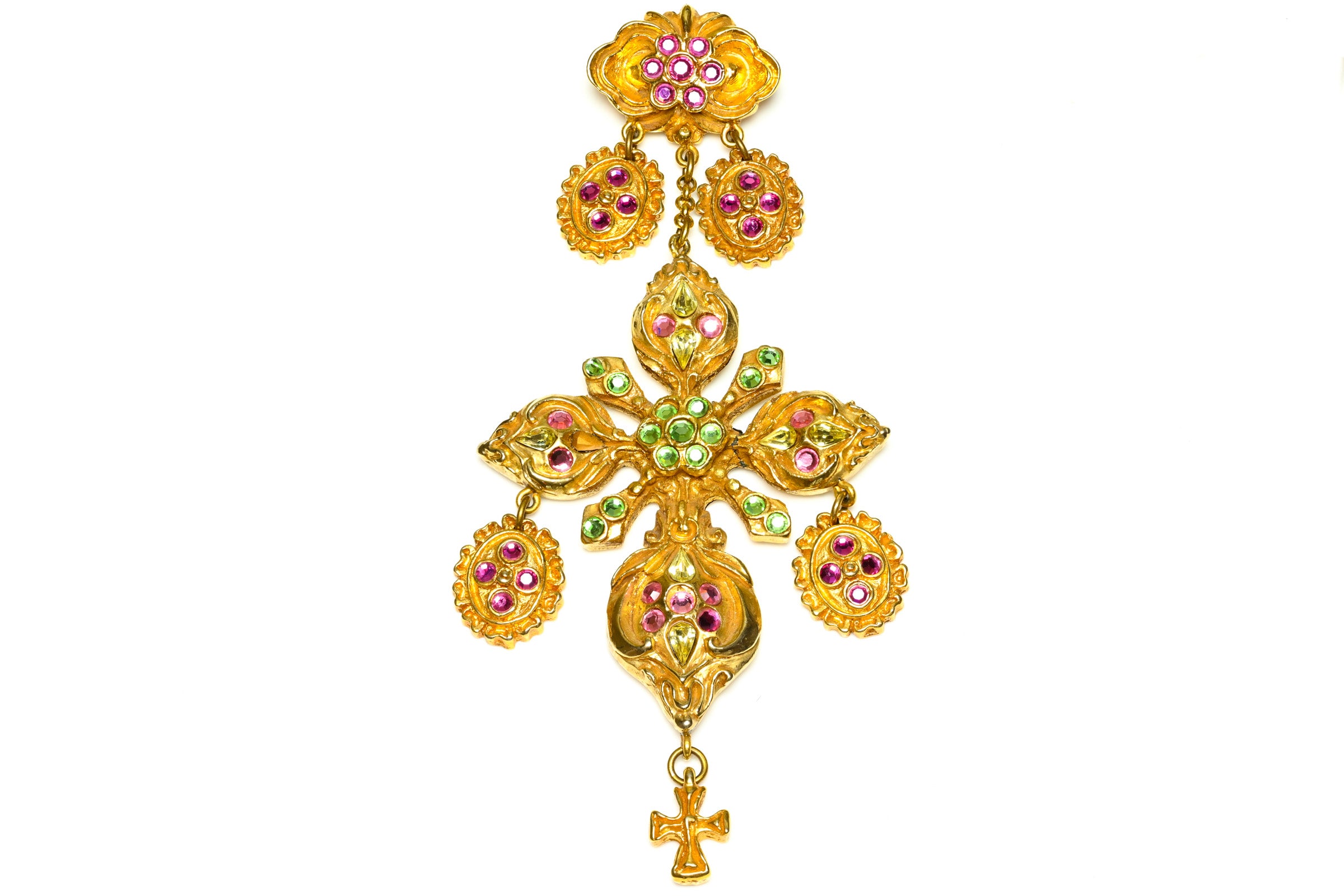 Christian Lacroix Couture Baroque Cross Flower Brooch
