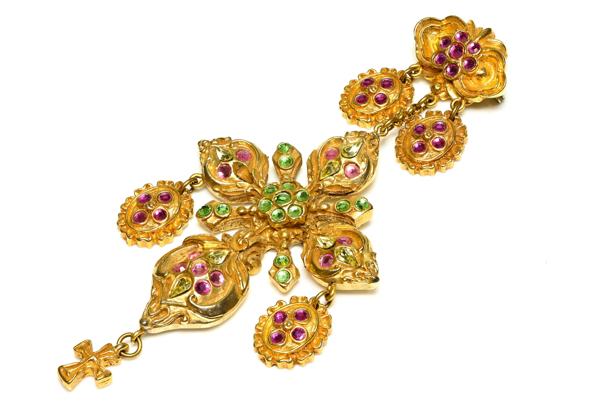 Christian Lacroix Couture Baroque Cross Flower Brooch 1