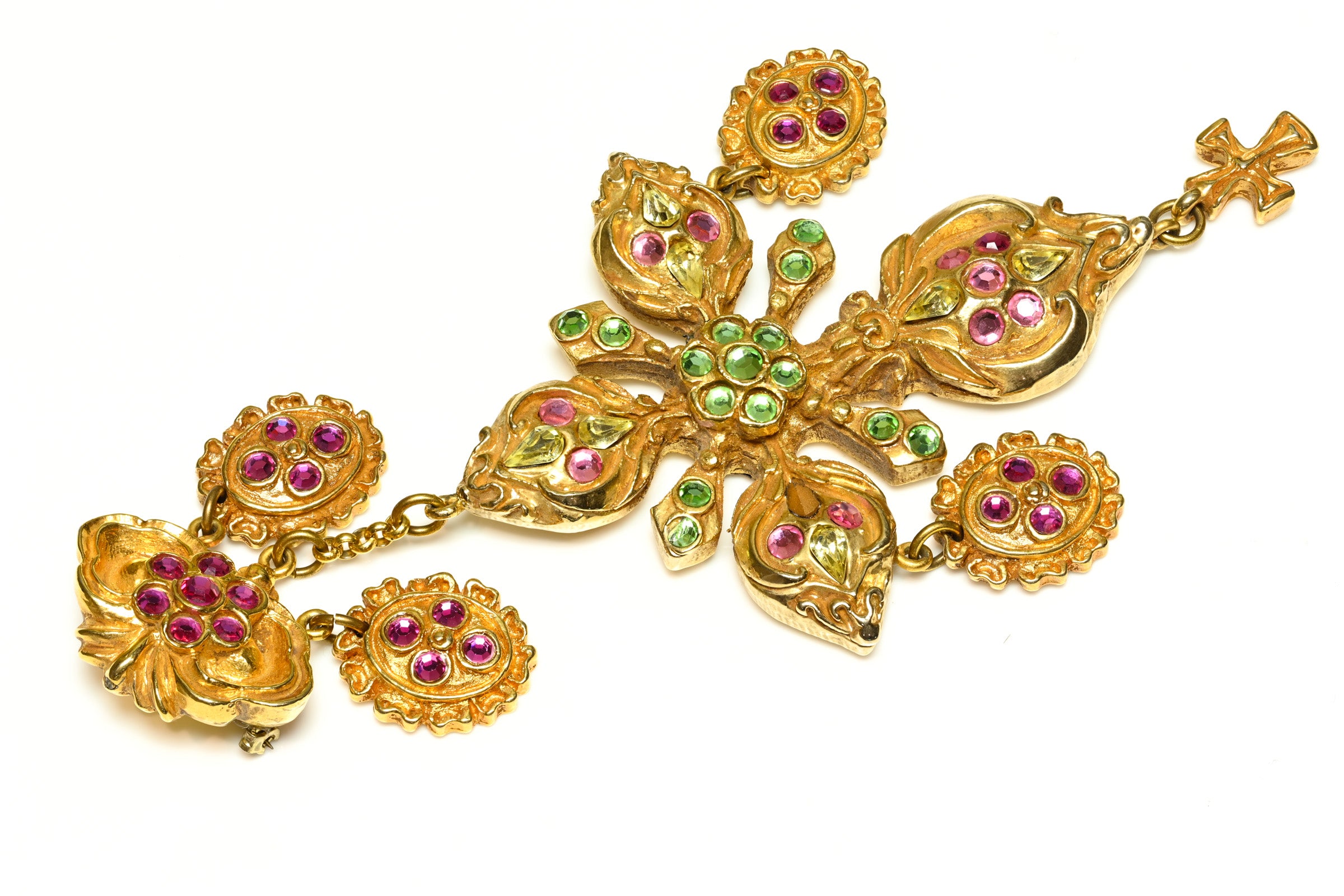 Christian Lacroix Couture Baroque Cross Flower Brooch 2