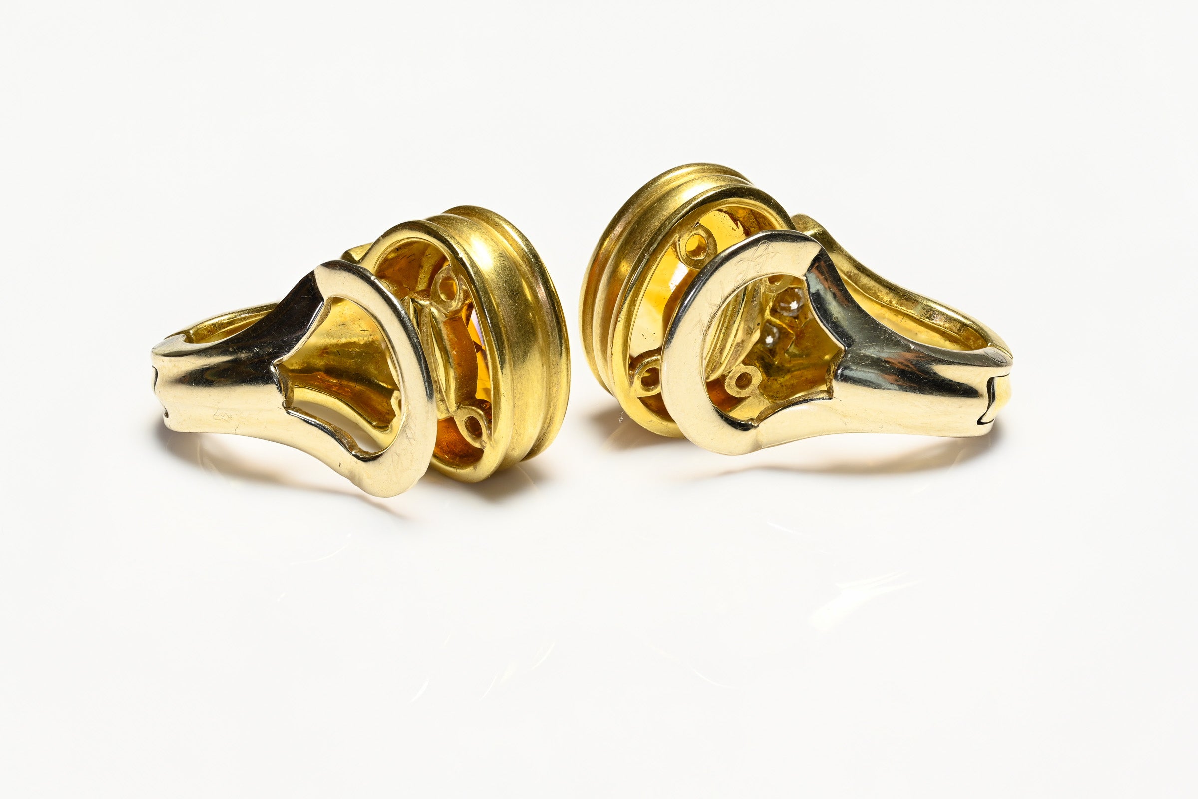 Citrine Diamond 18K Yellow Gold Earrings