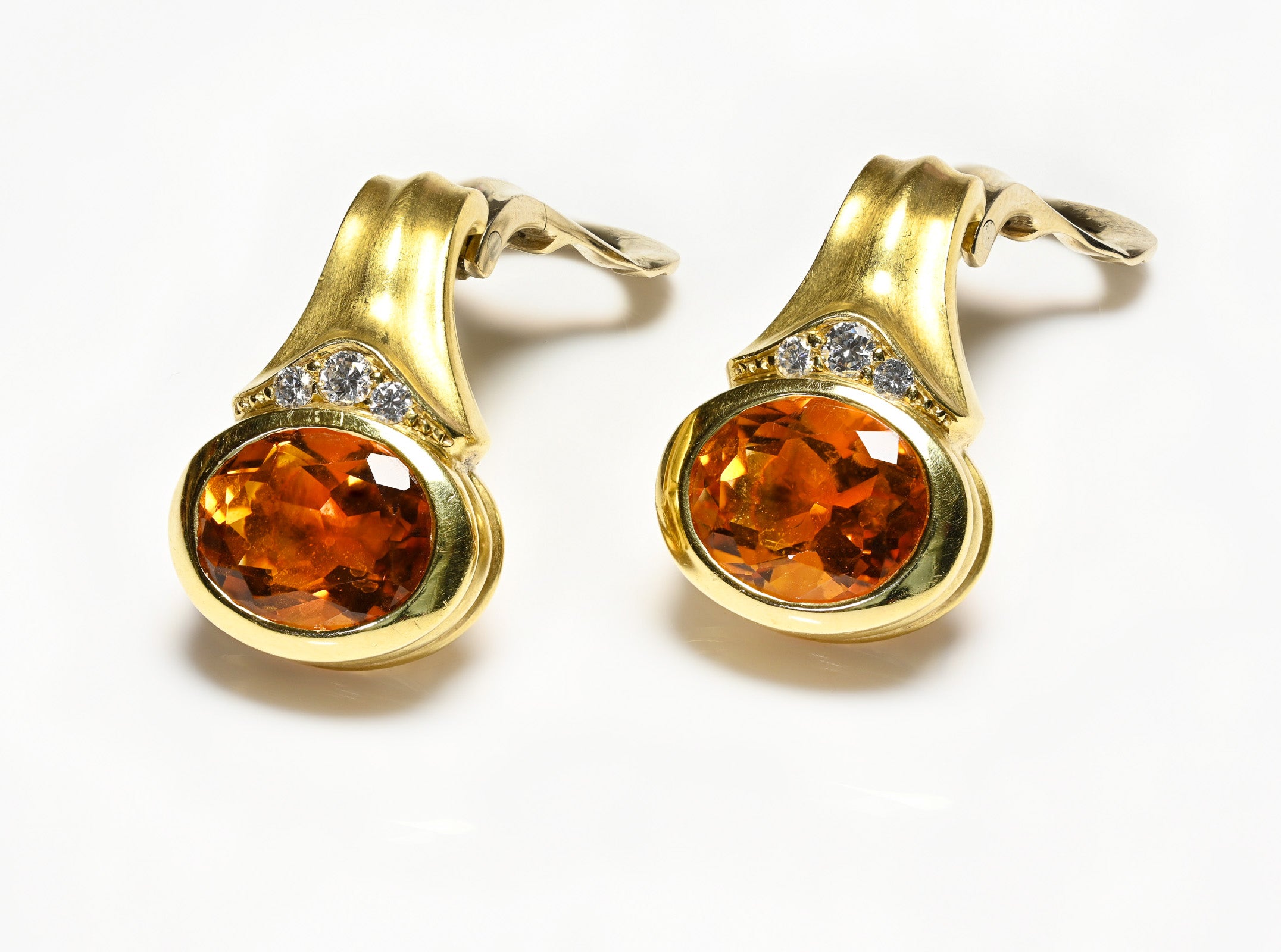 Citrine Diamond 18K Yellow Gold Earrings