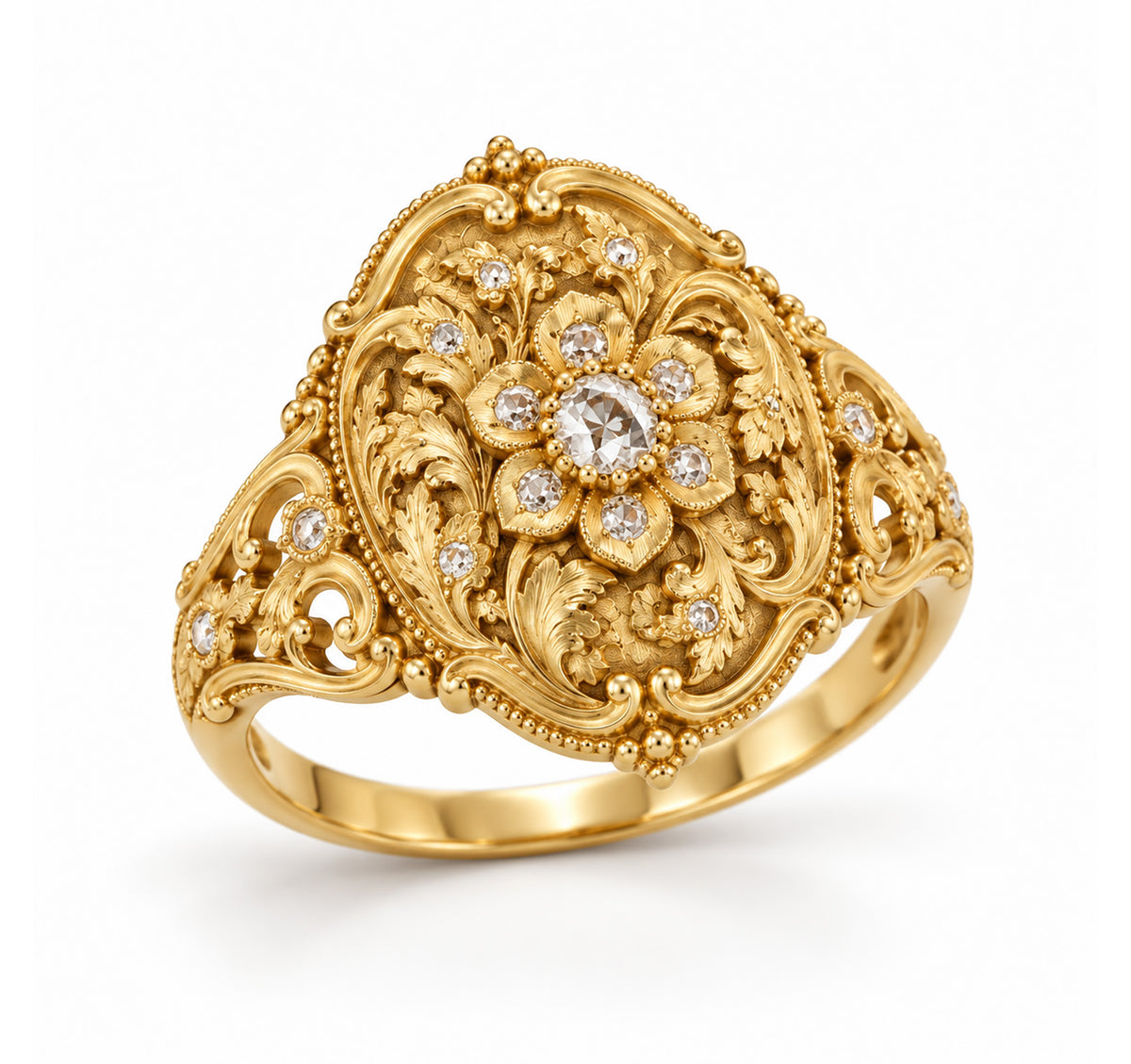 Antique Diamond 18K Gold Ring DSF