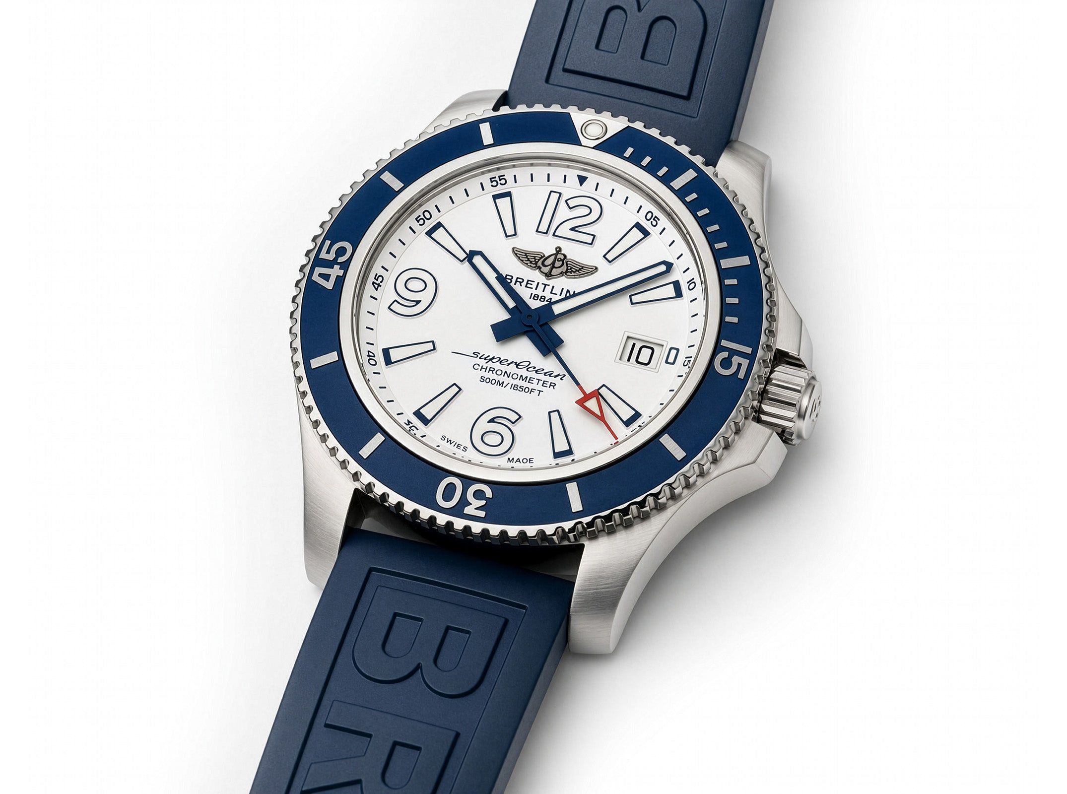Breitling Superocean Automatic 42 Blue Rubber Strap Watch A17366