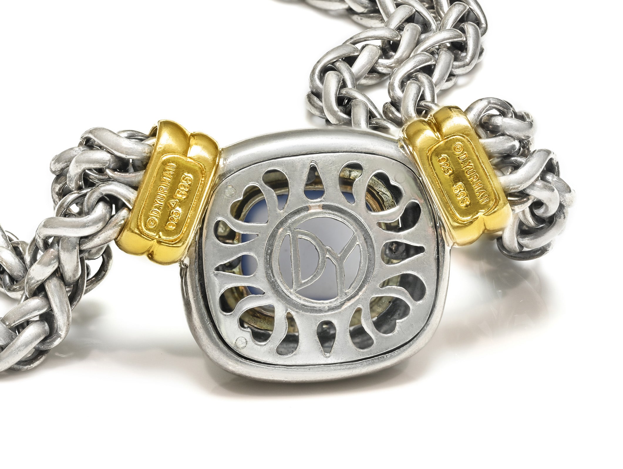 David Yurman Albion in Silver & 14K Gold Chalcedony Necklace 925