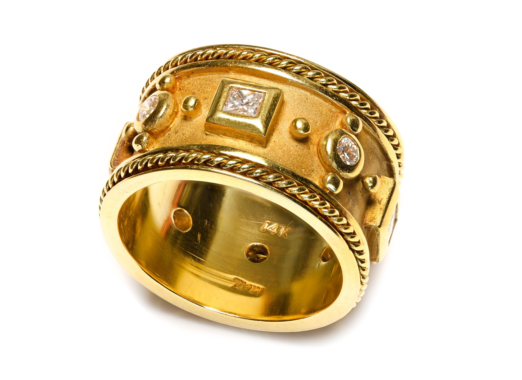 Diamond Gold Wide Band Ring by Mazza