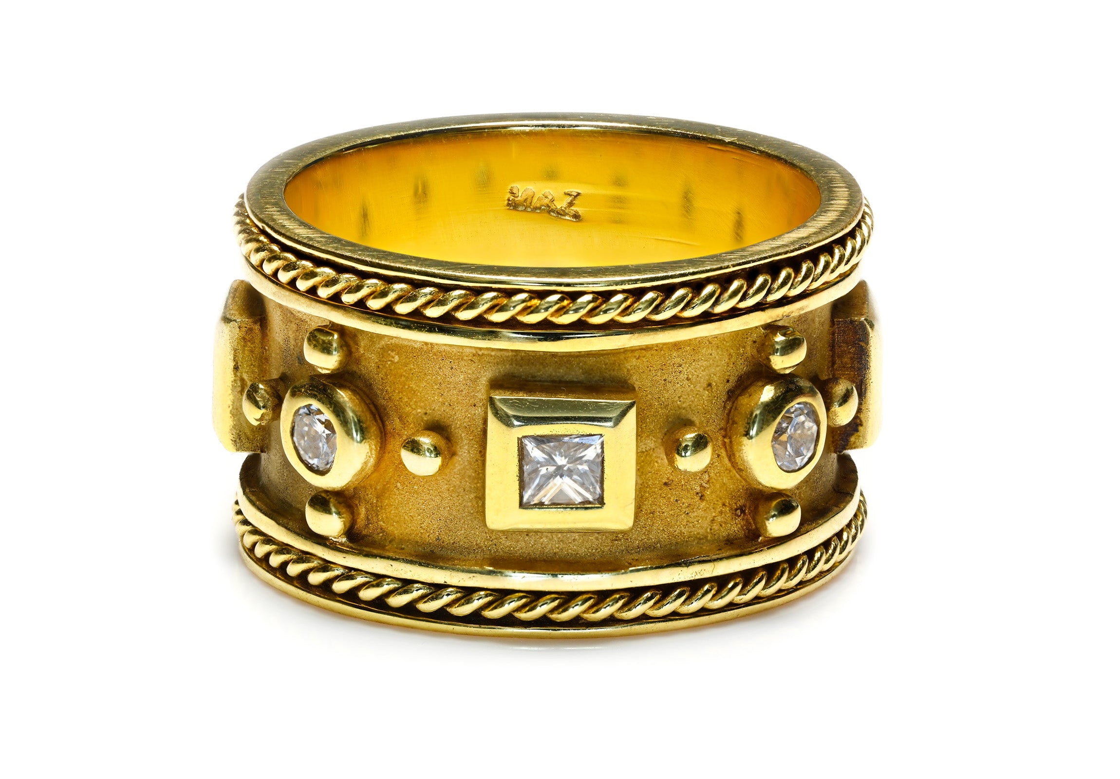 Diamond Gold Wide Band Ring Mazza