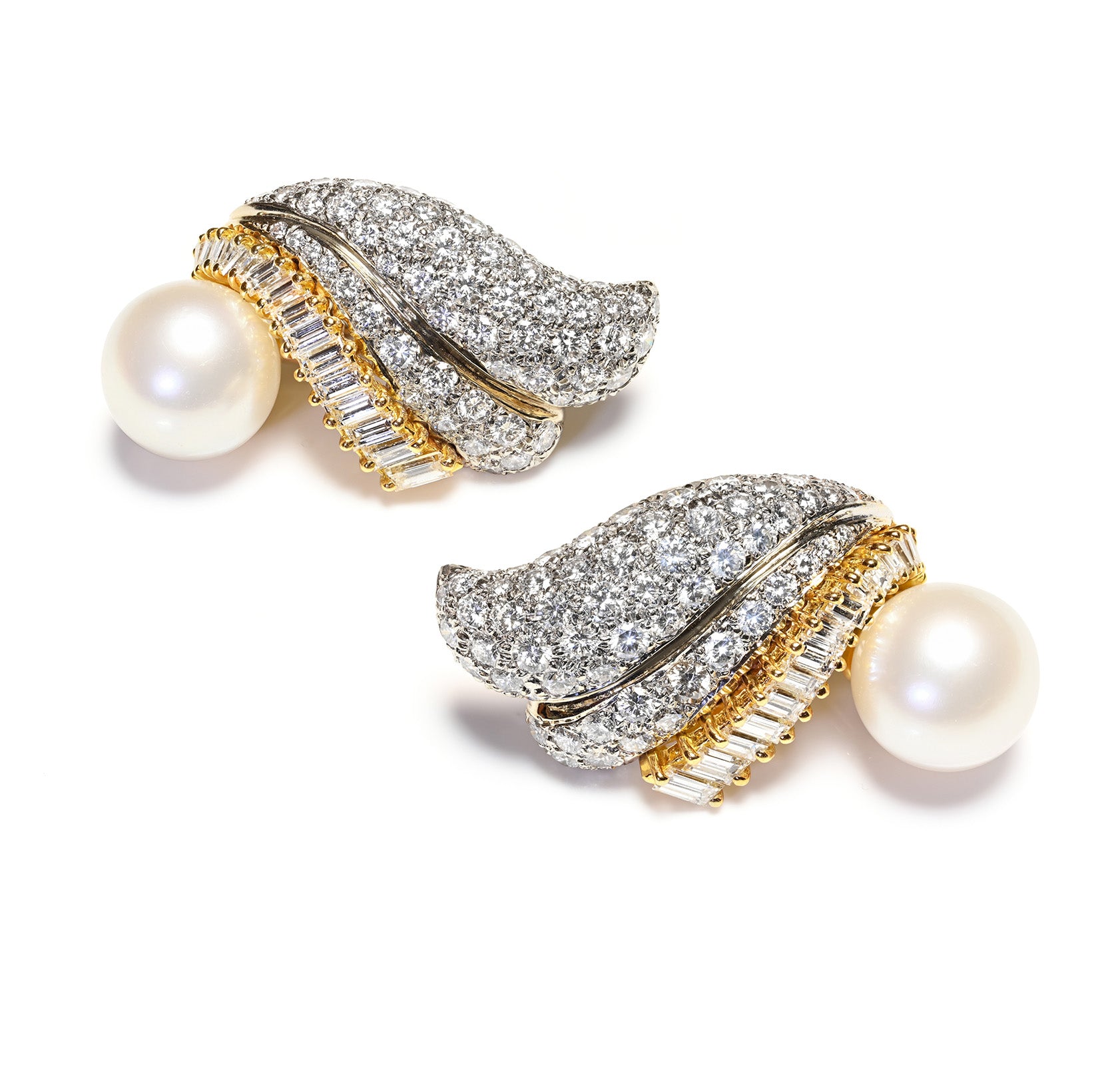 Diamond South Sea Pearl 18K Gold Earrings