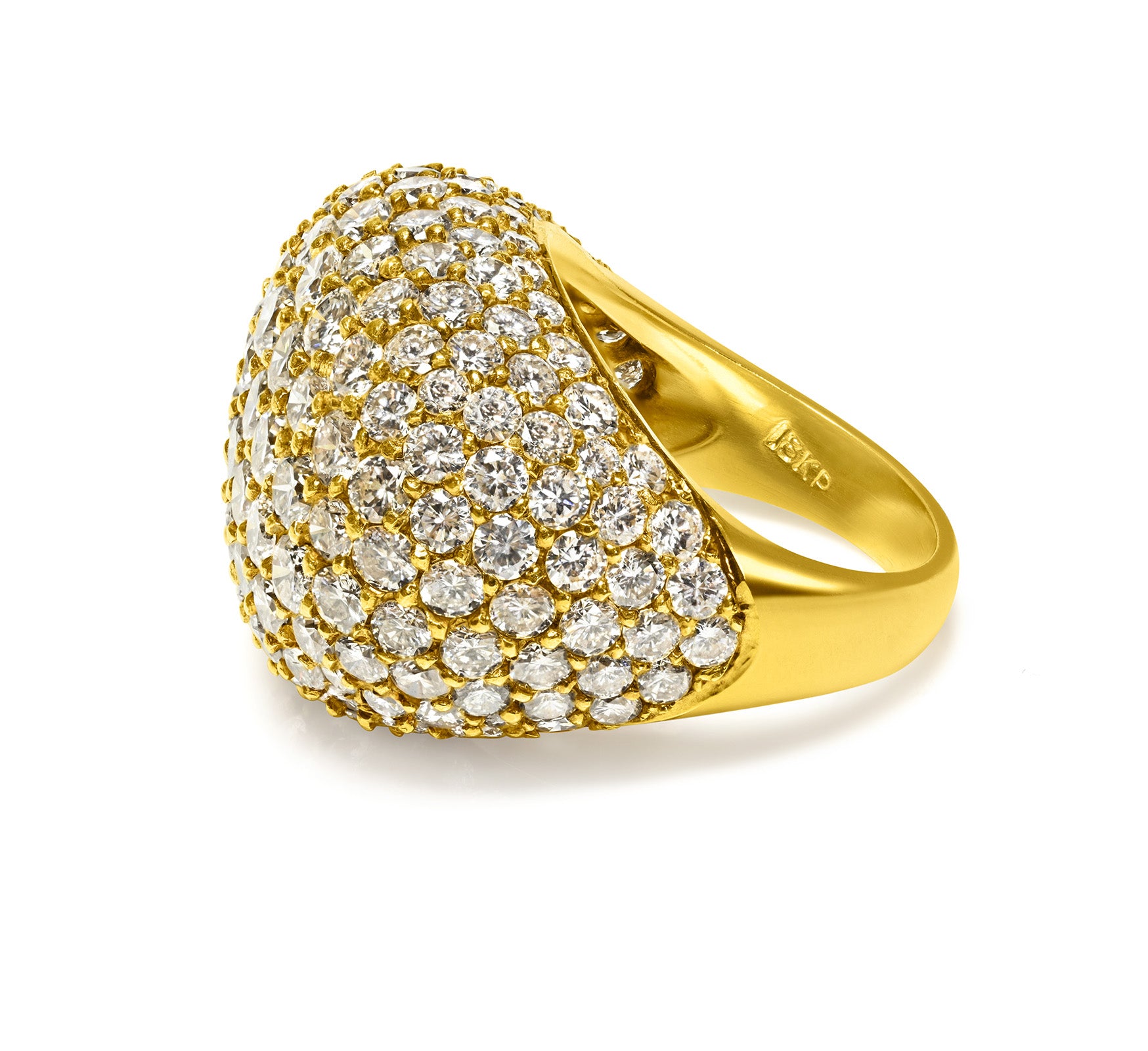 Dome Diamond Ring in 18K Gold with 6 Carats of Diamonds