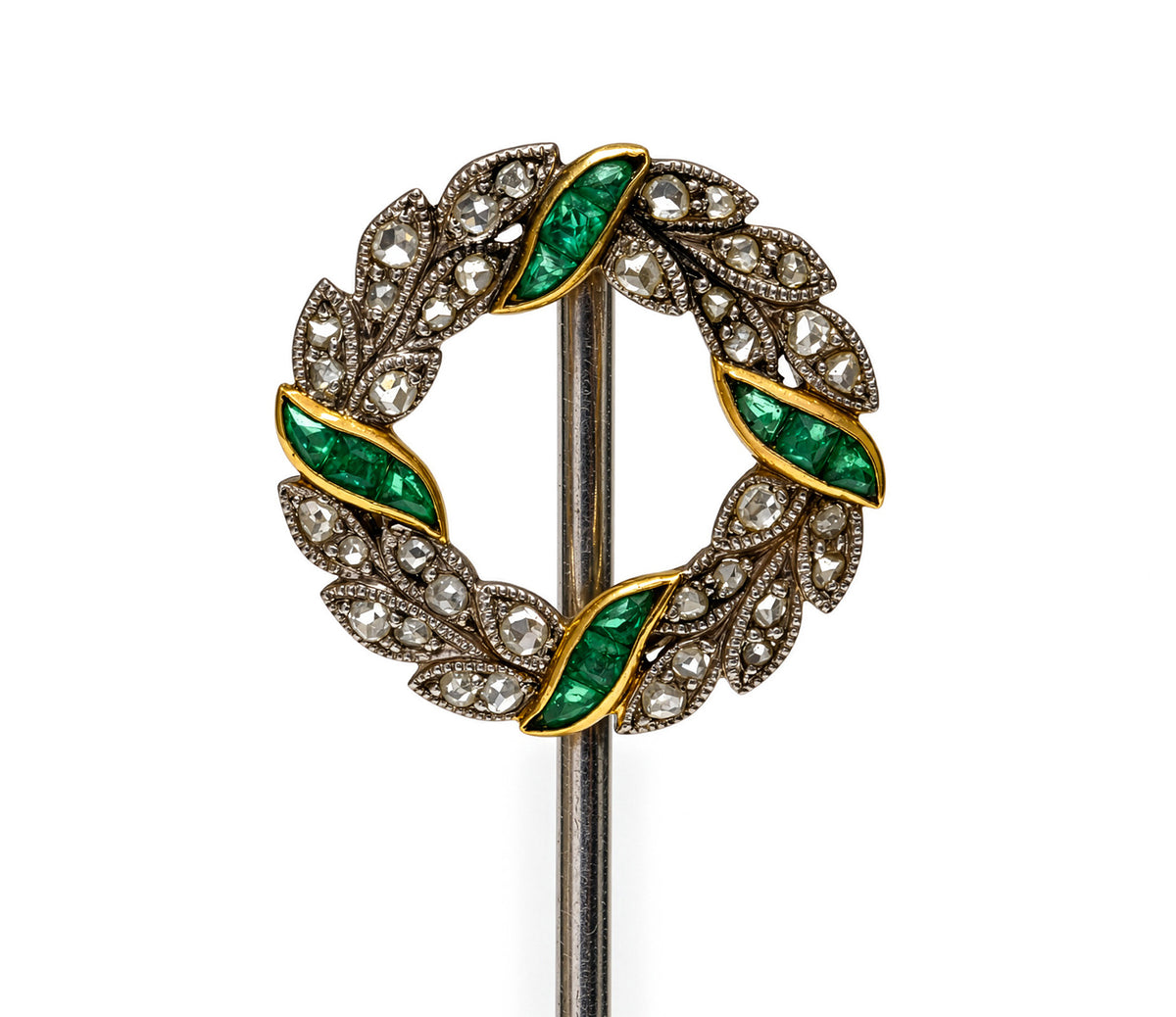Cartier Paris Emerald and Diamond Wreath Stick Pin