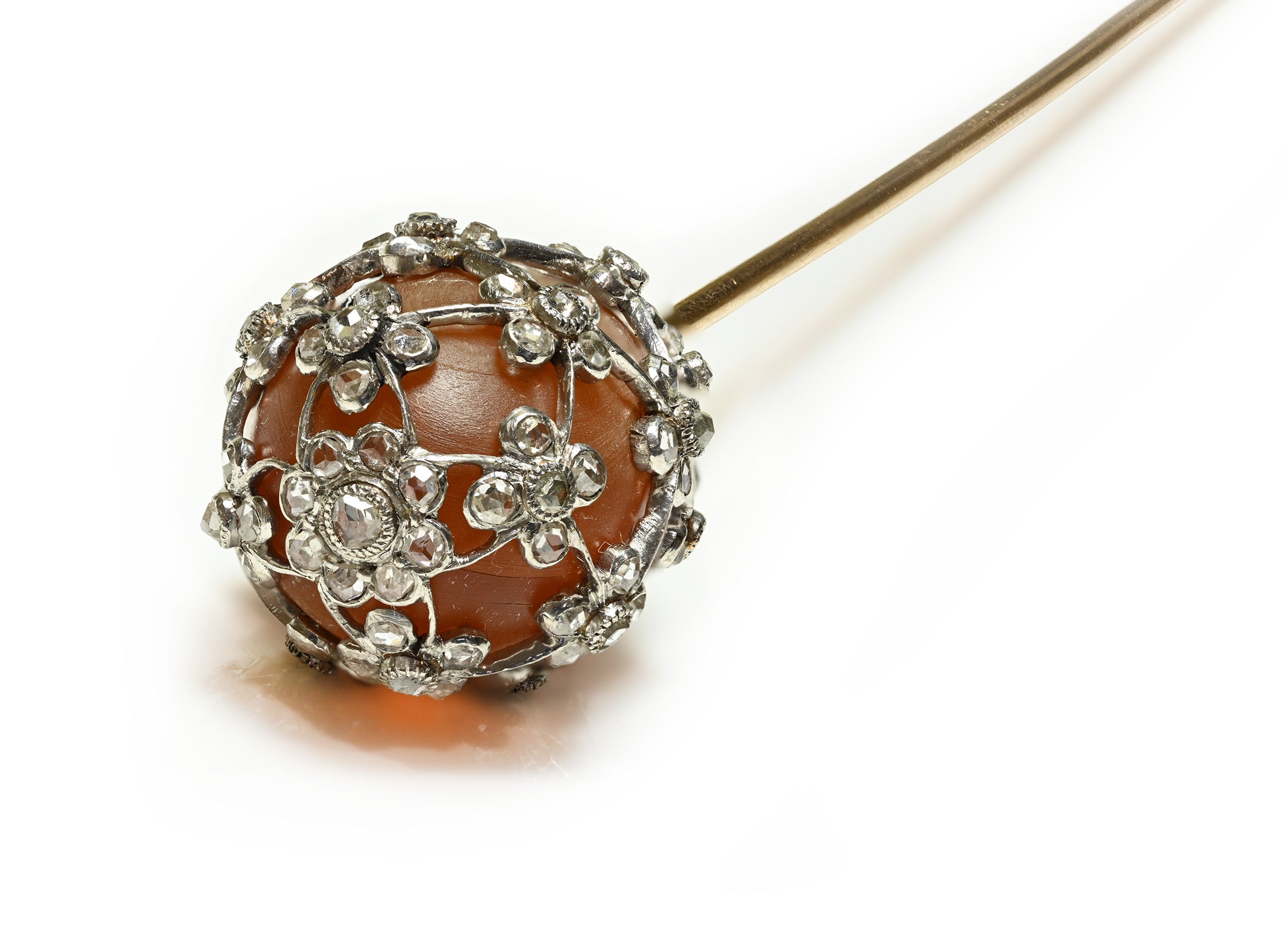 Antique Gold Platinum Diamond Hatpin