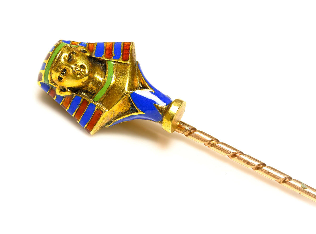 Egyptian Gold Enamel Pharaoh Stick Pin