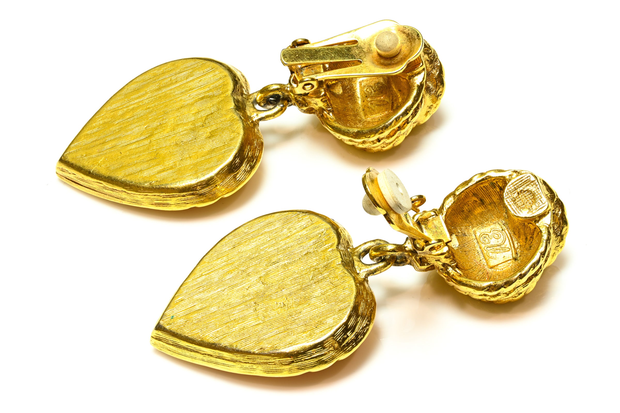 Vintage Emanuel Ungaro Paris Red Glass Heart Earrings