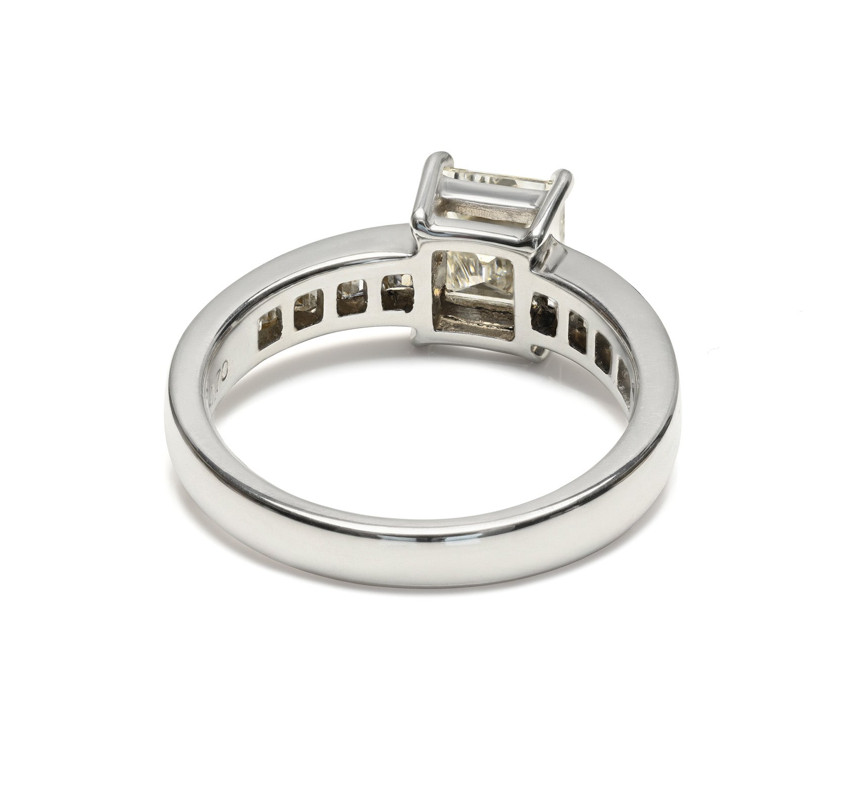 Engagement Ring 1.09ct Natural Emerald-Cut Diamond Platinum vtg