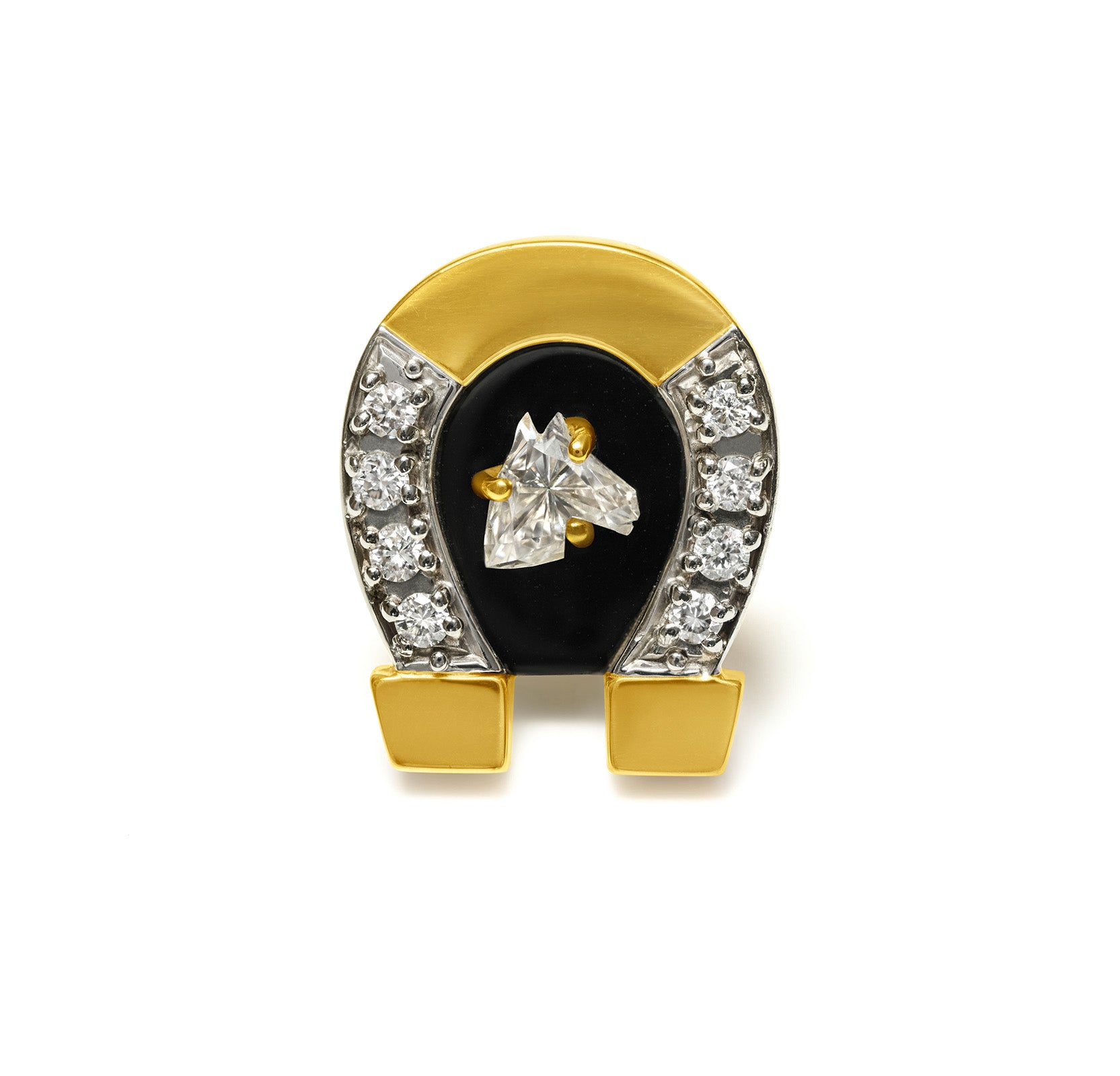 Diamond Horse Head 18K Horseshoe Tie Tack Tie Pin
