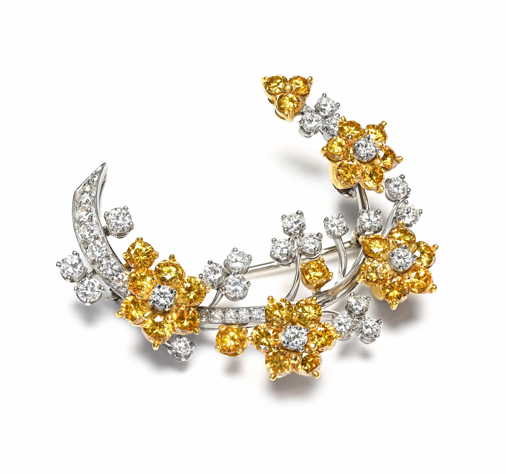 GIA Natural Fancy Color Untreated Diamond En Tremblant Brooch