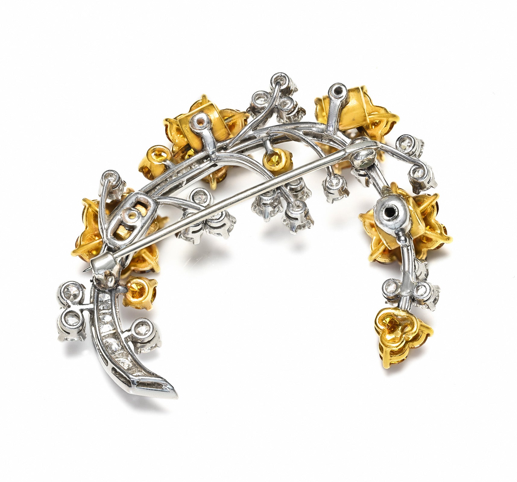 GIA Natural Fancy Color Diamond En Tremblant Brooch Platinum