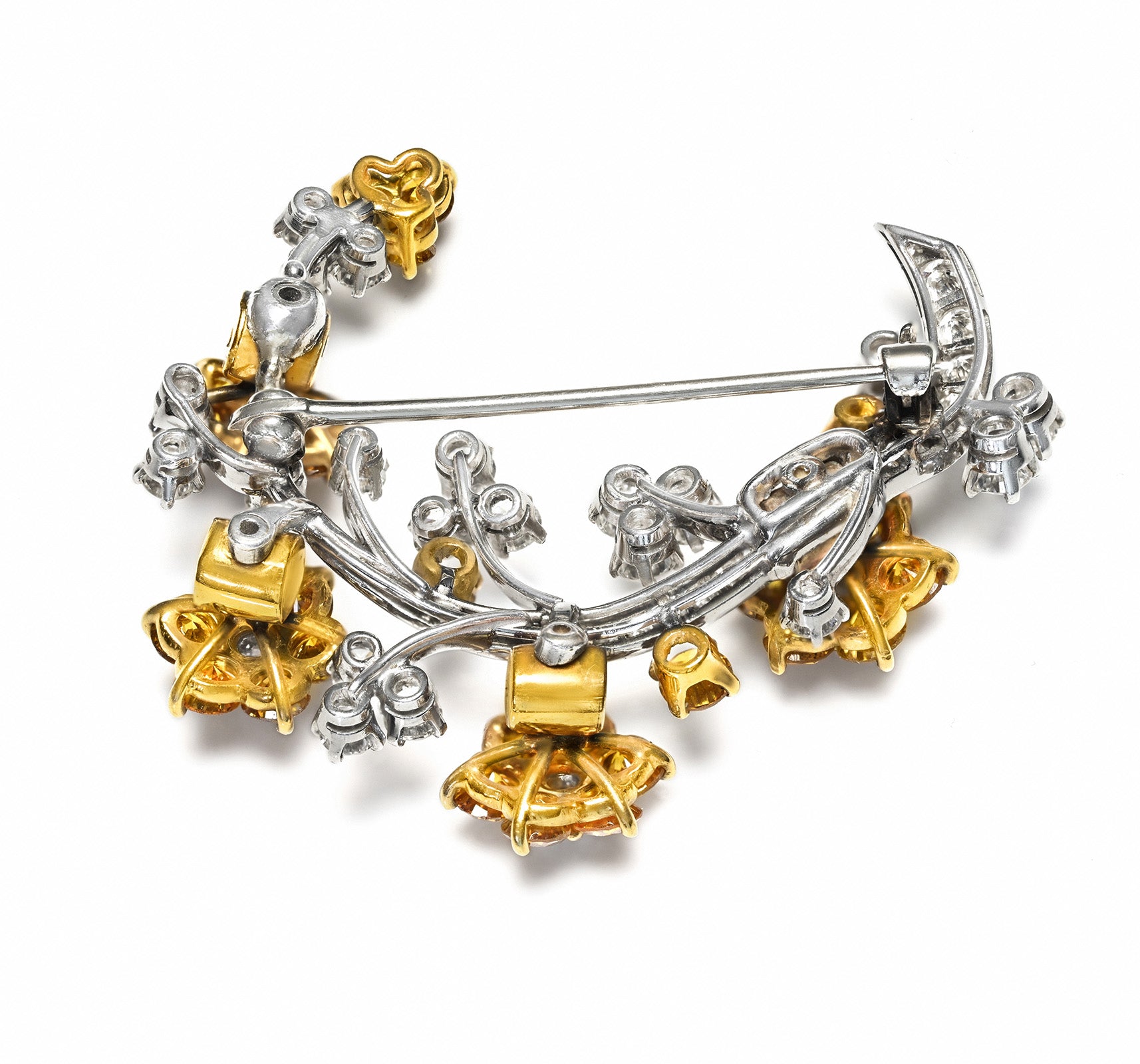 Fancy Color Diamond En Tremblant Brooch Platinum