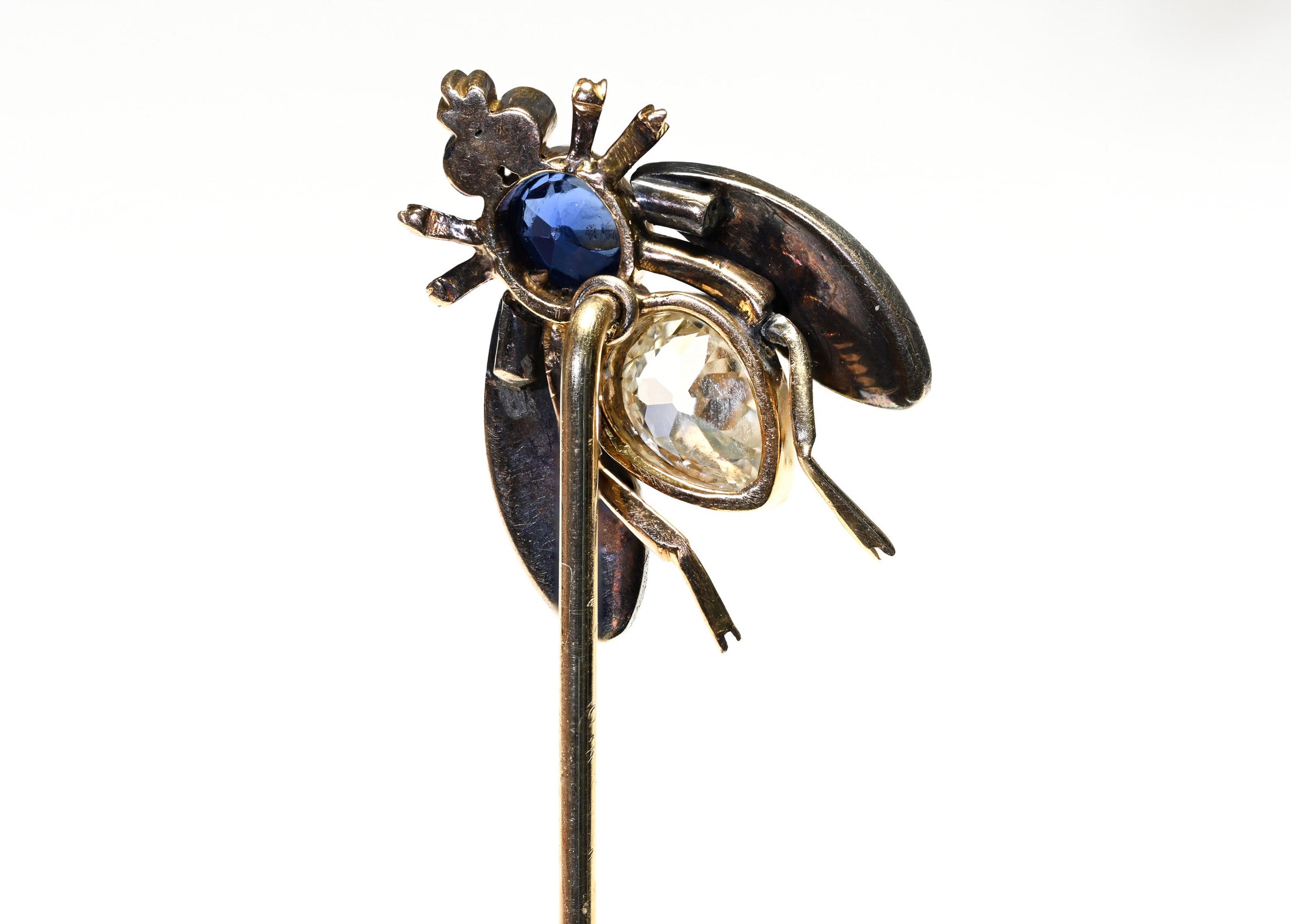 Antique Gold Diamond Sapphire Gold Fly Stick Pin