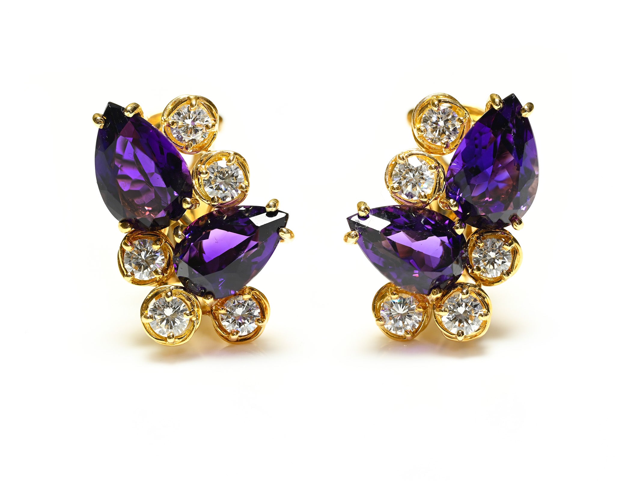 Fred Paris 18K Gold Diamond Earrings
