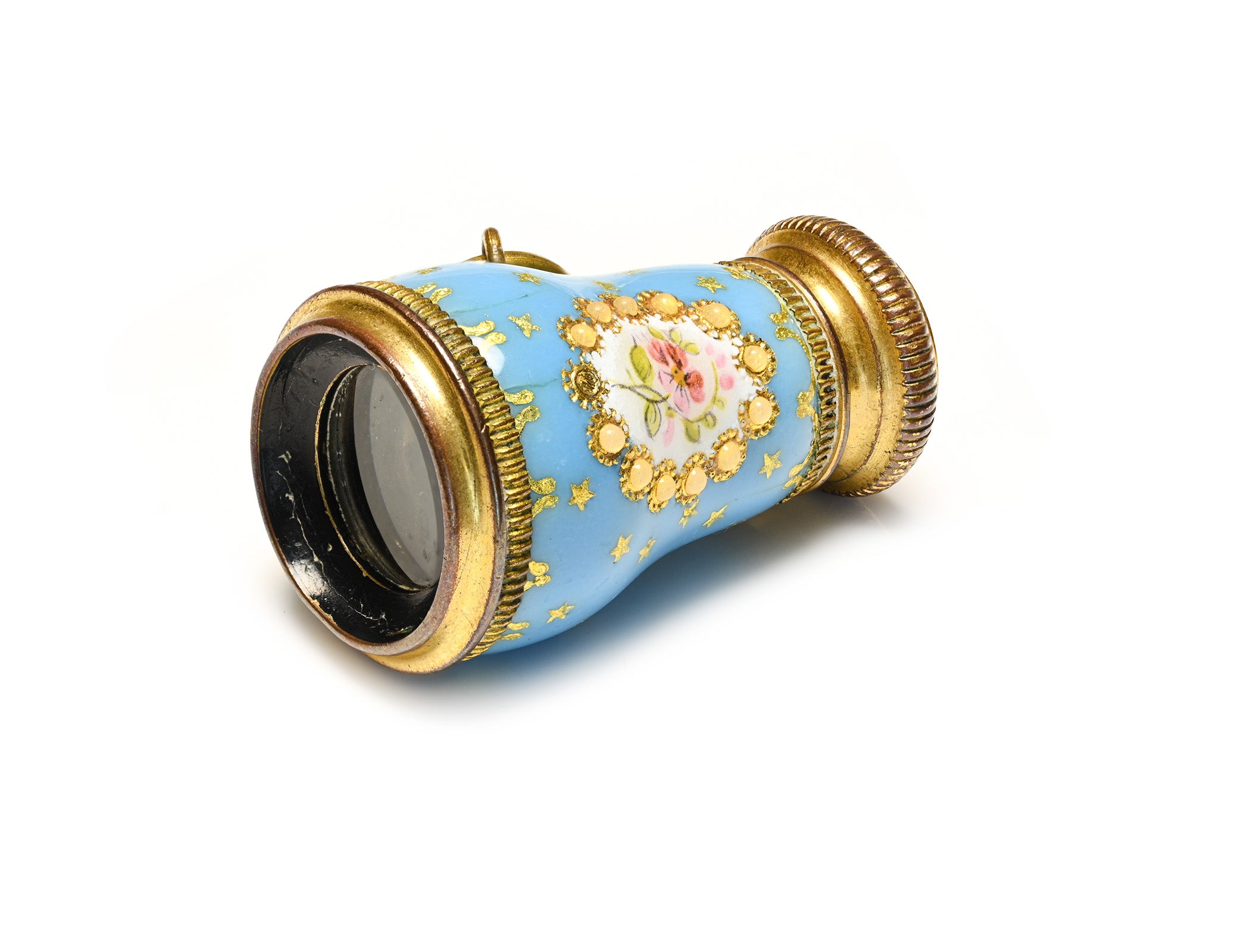 Georgian Hand-Painted Blue Enamel Miniature Spyglass