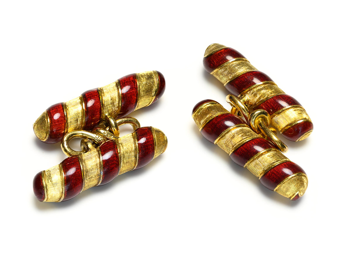 Gucci Enamel 18K Gold Cufflinks