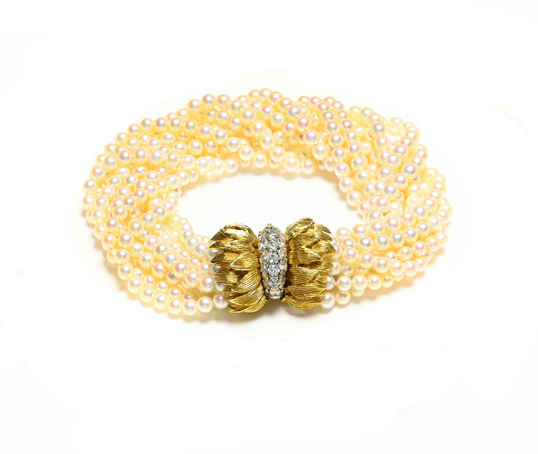 Hammerman Brothers 18K Gold Diamond Pearl Bracelet