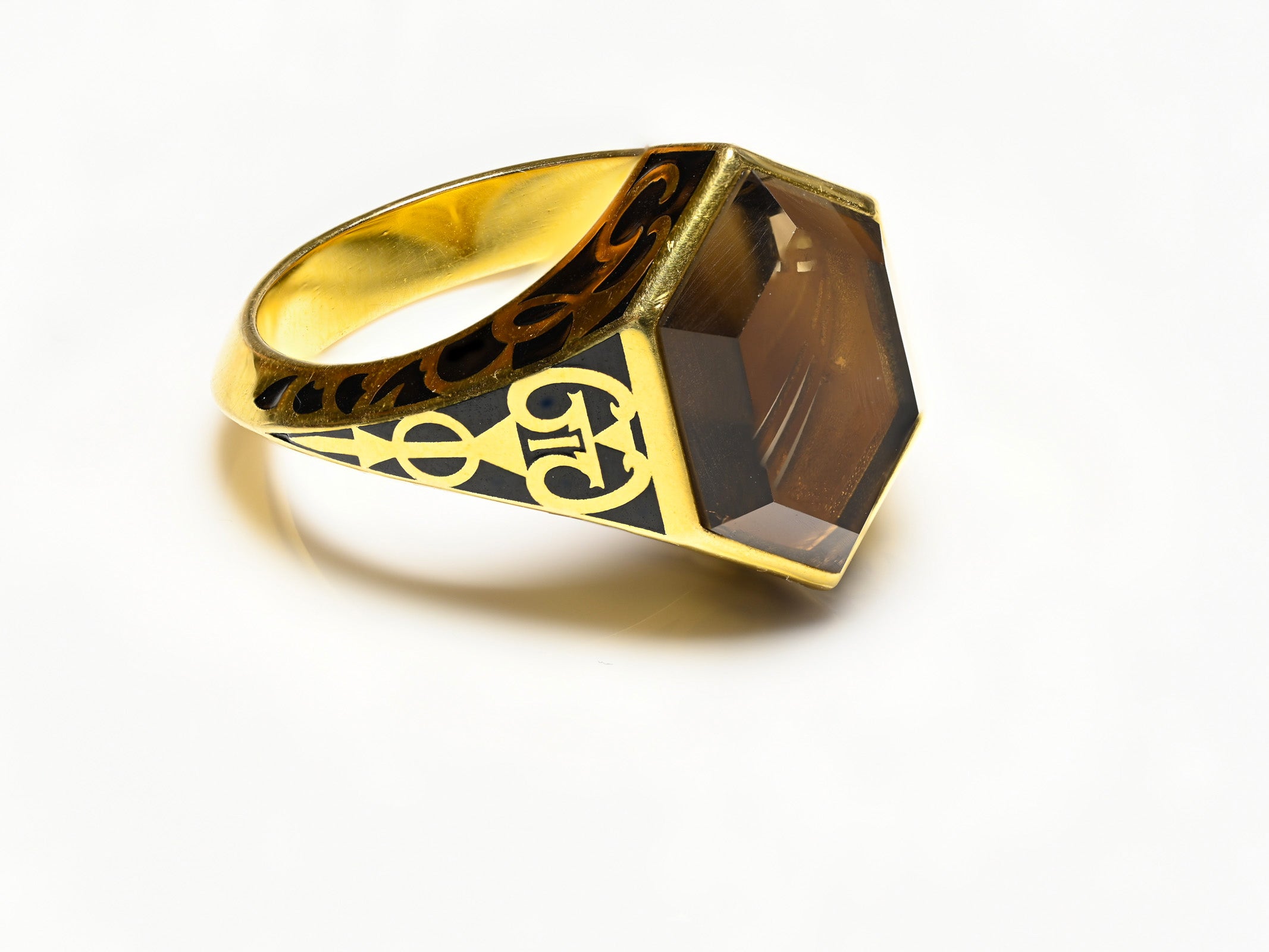 Helannona 18K Gold Enamel Men's Ring 