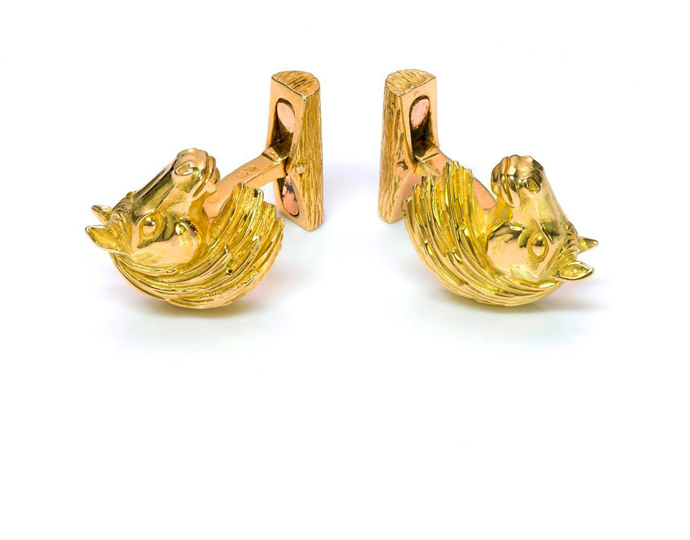 Hermès Paris 18K Gold Horse Cufflinks
