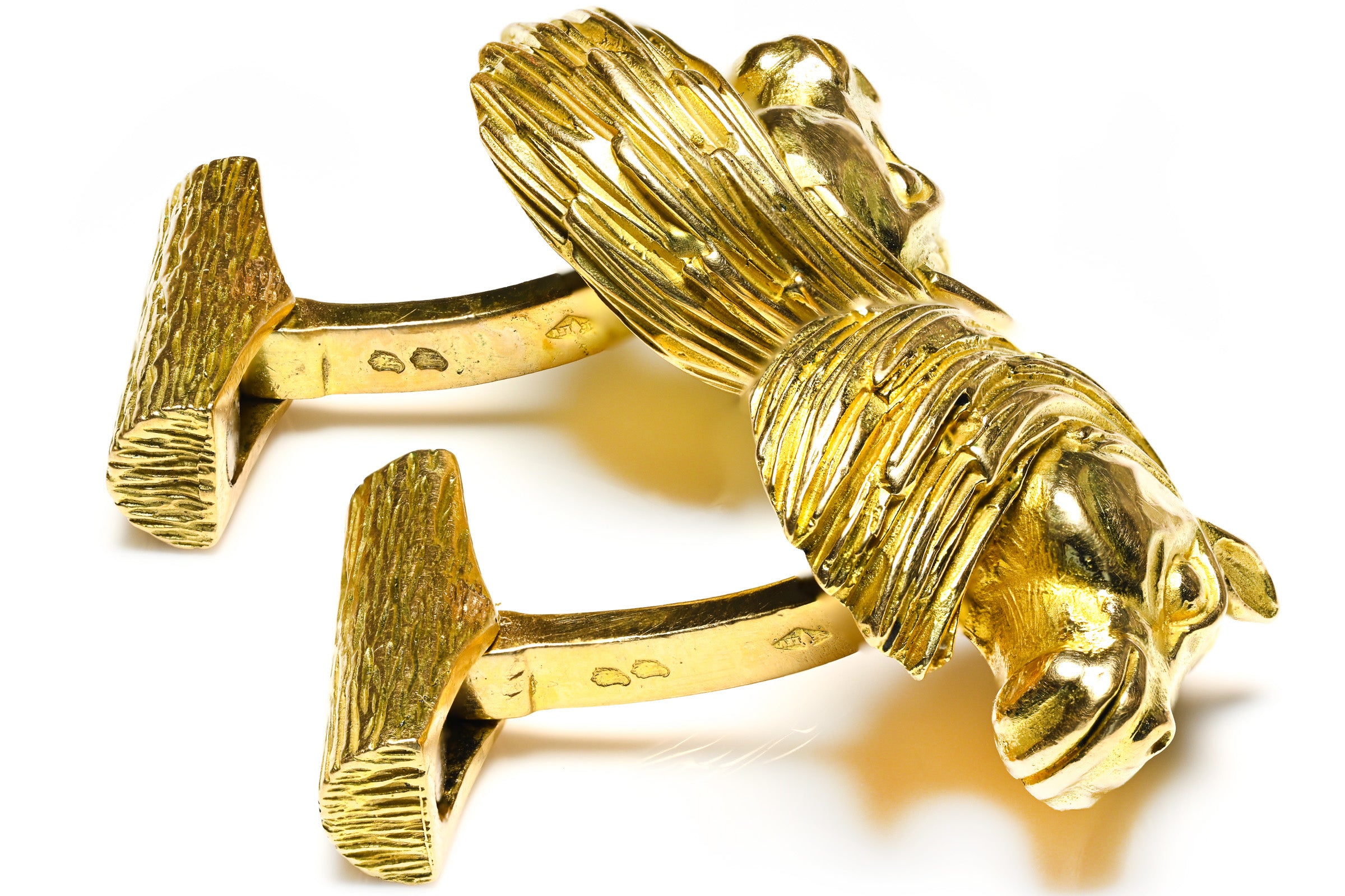 Hermès 18K Yellow Gold Horse Cufflinks