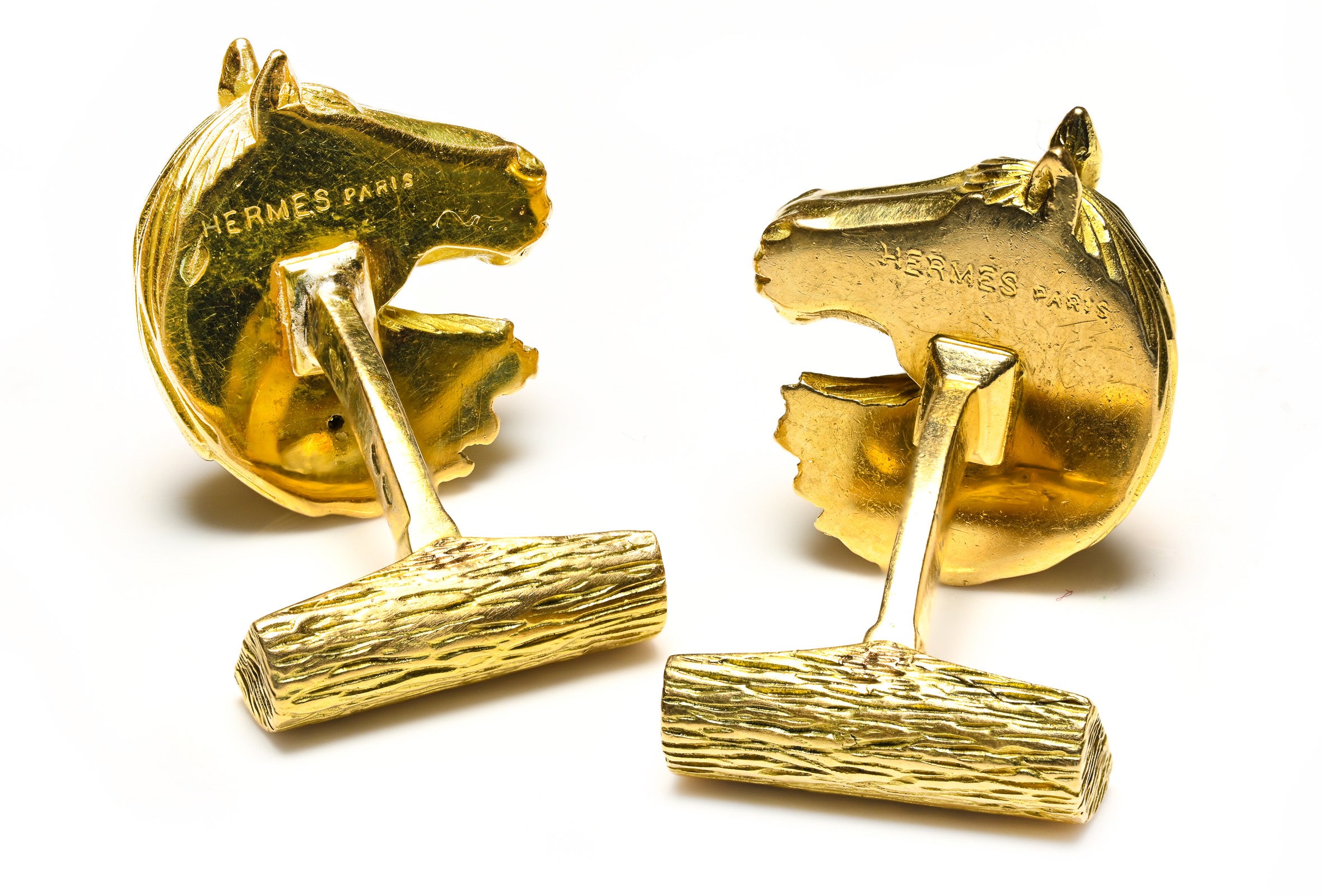 Hermès Paris 18K Gold Horse Cufflinks
